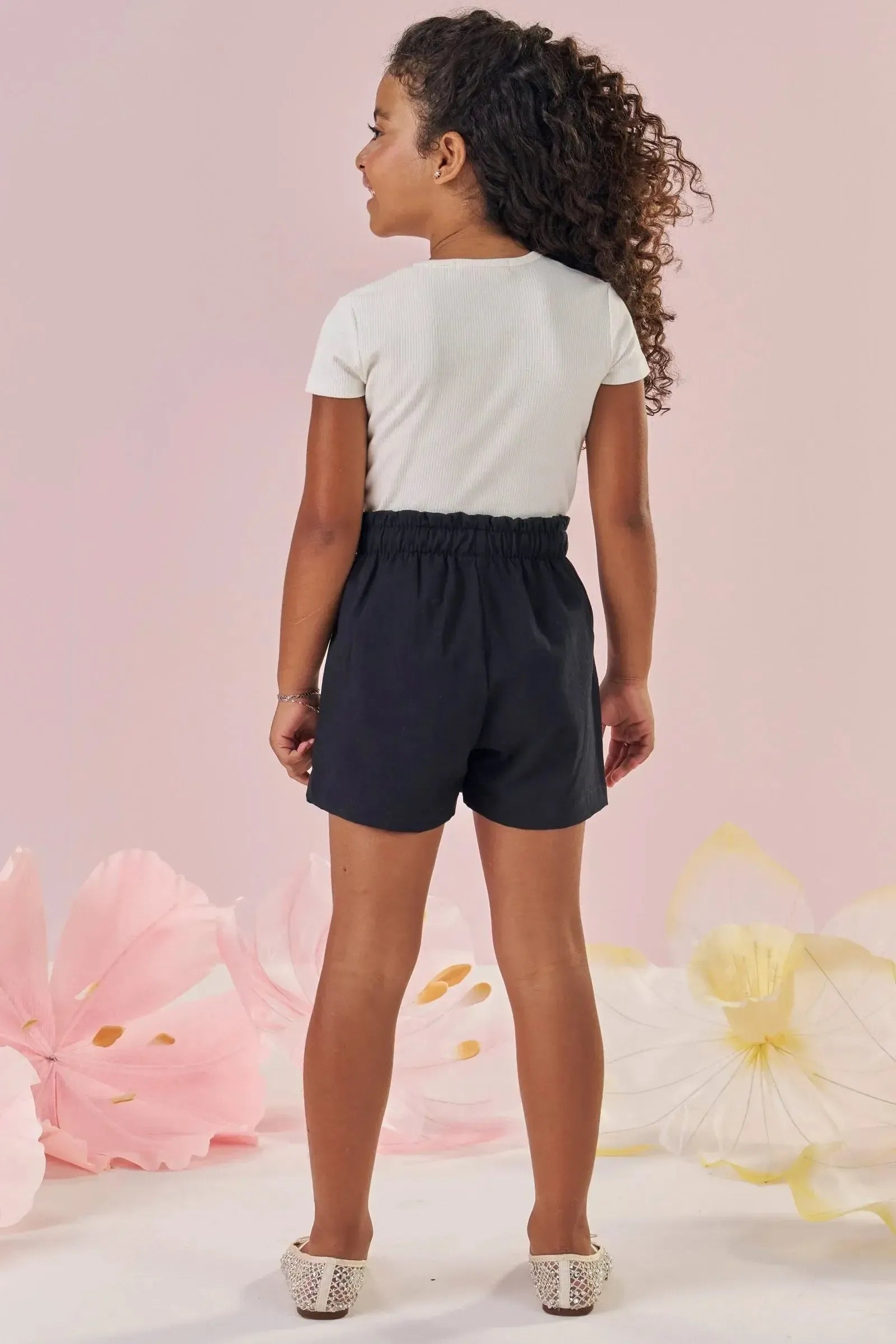 Shorts em Sarja com Elastano 87317 Kukiê Infantil Menina