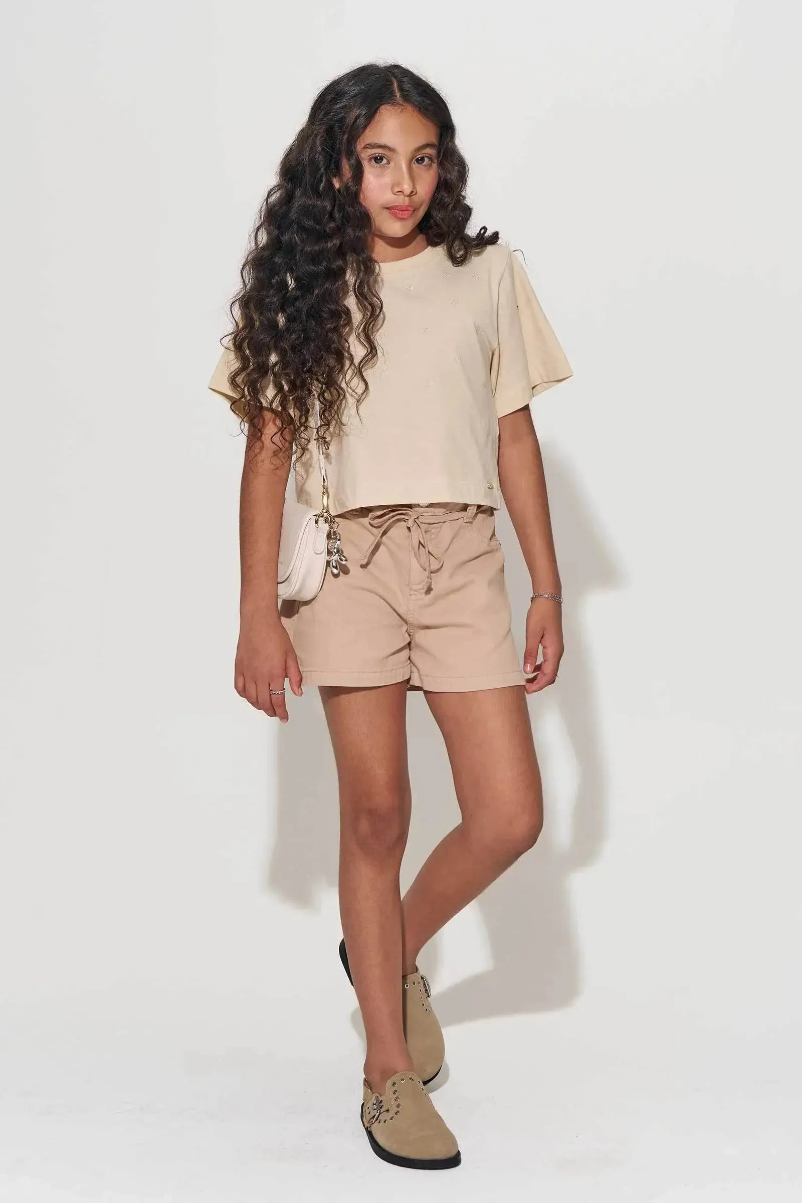 Shorts em Sarja com Elastano 94607 Lilimoon Teen Menina