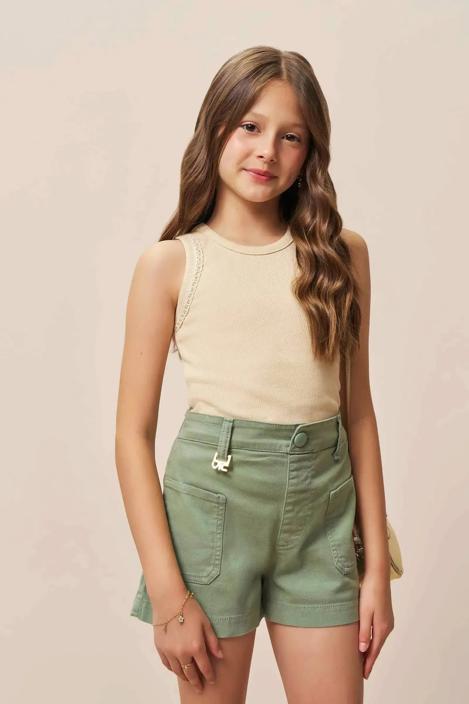 Shorts em Sarja com Elastano 94609 Vic&Vicky Teen Menina