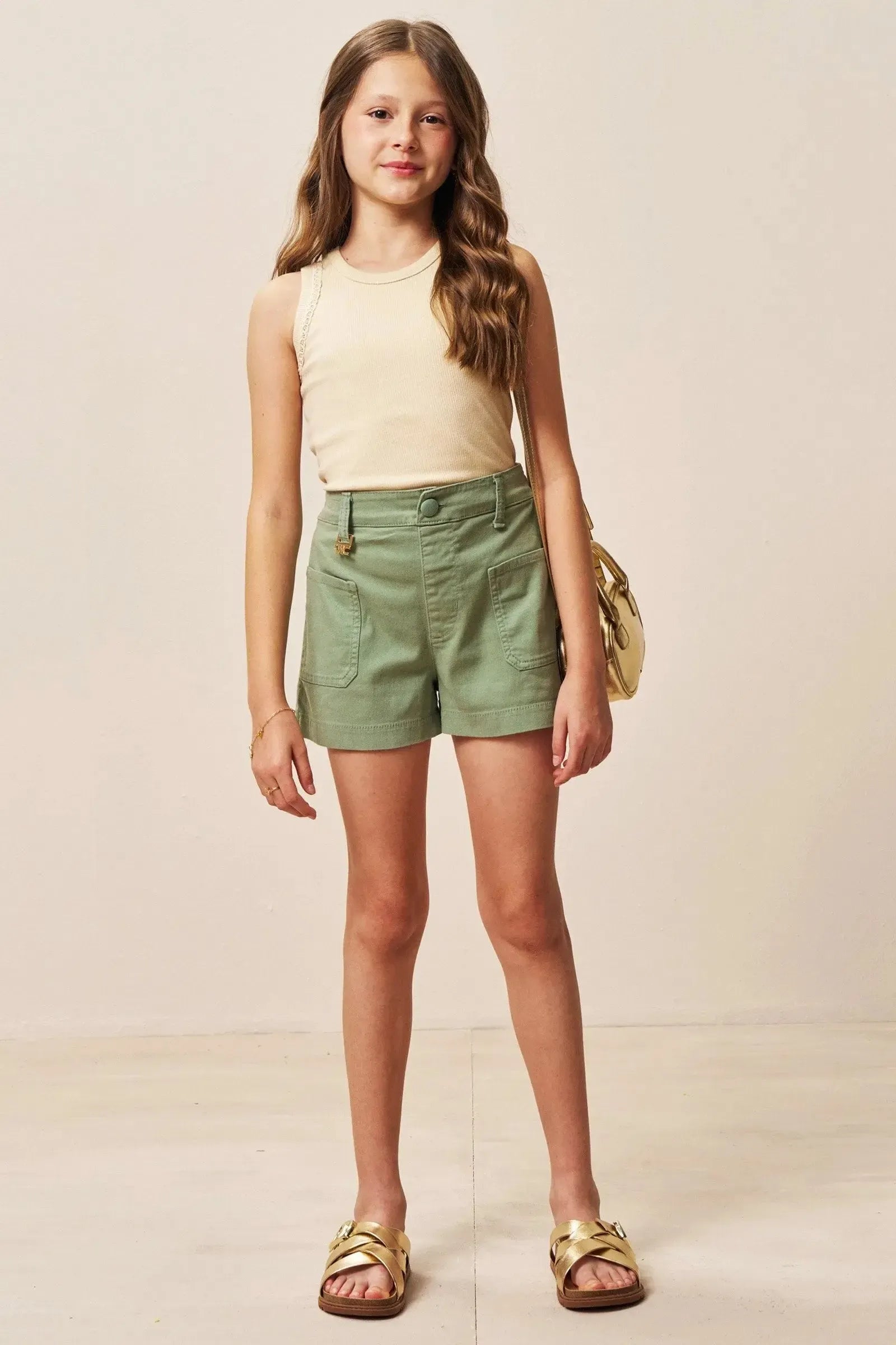 Shorts em Sarja com Elastano 94609 Vic&Vicky Teen Menina