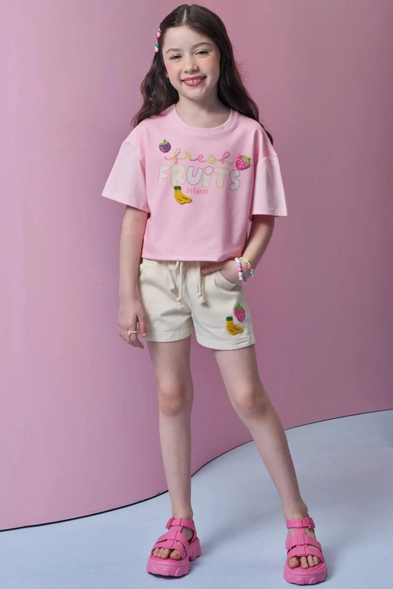 Shorts em Sarja com Elastano 94636 Infanti Infantil Menina