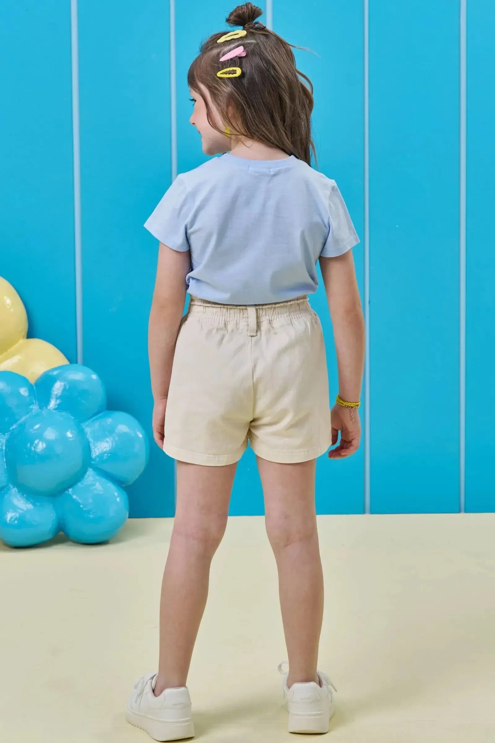 Shorts em Sarja com Elastano 94823 Kukiê Infantil Menina