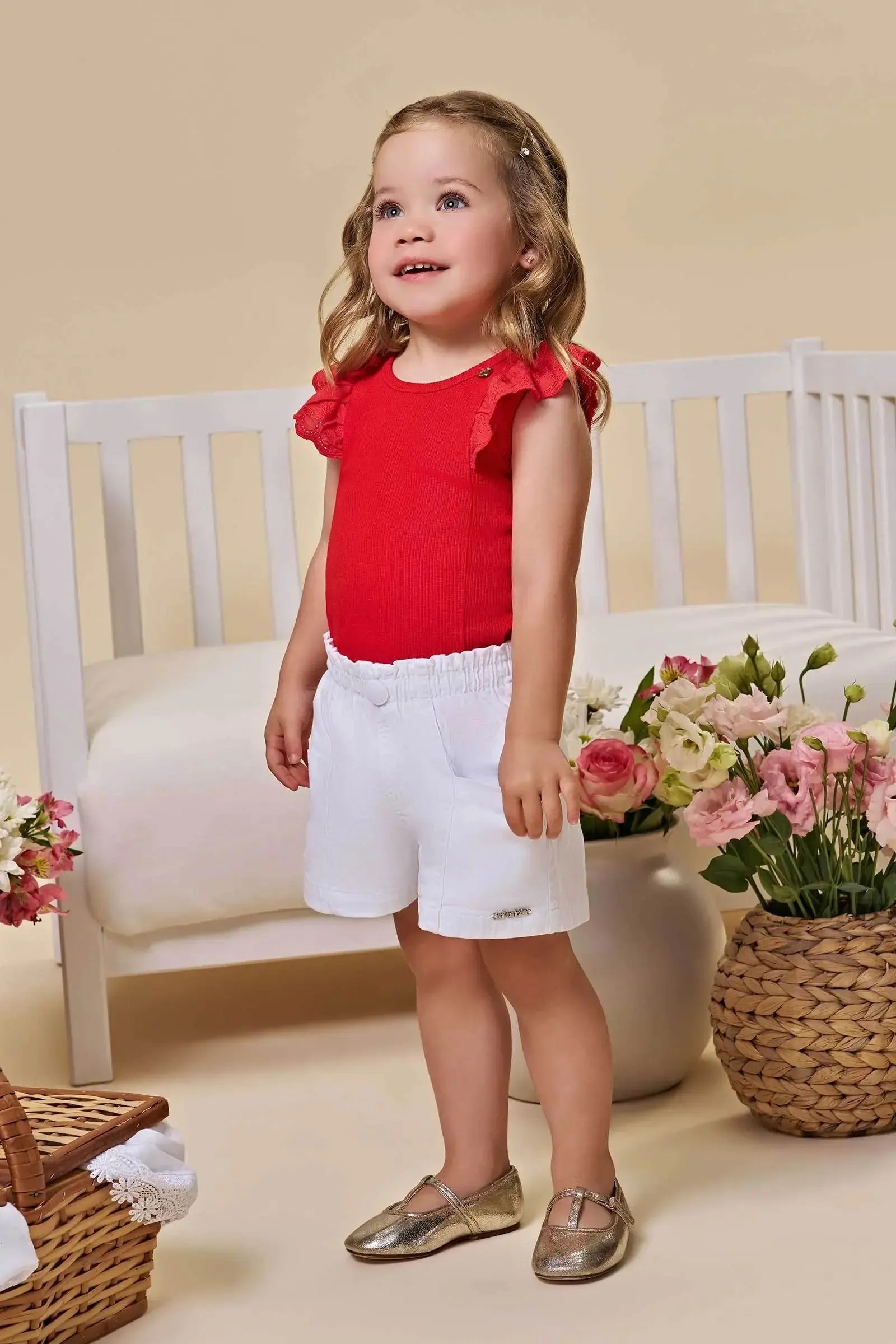 Shorts em Sarja com Elastano 95341 Infanti Infantil Menina
