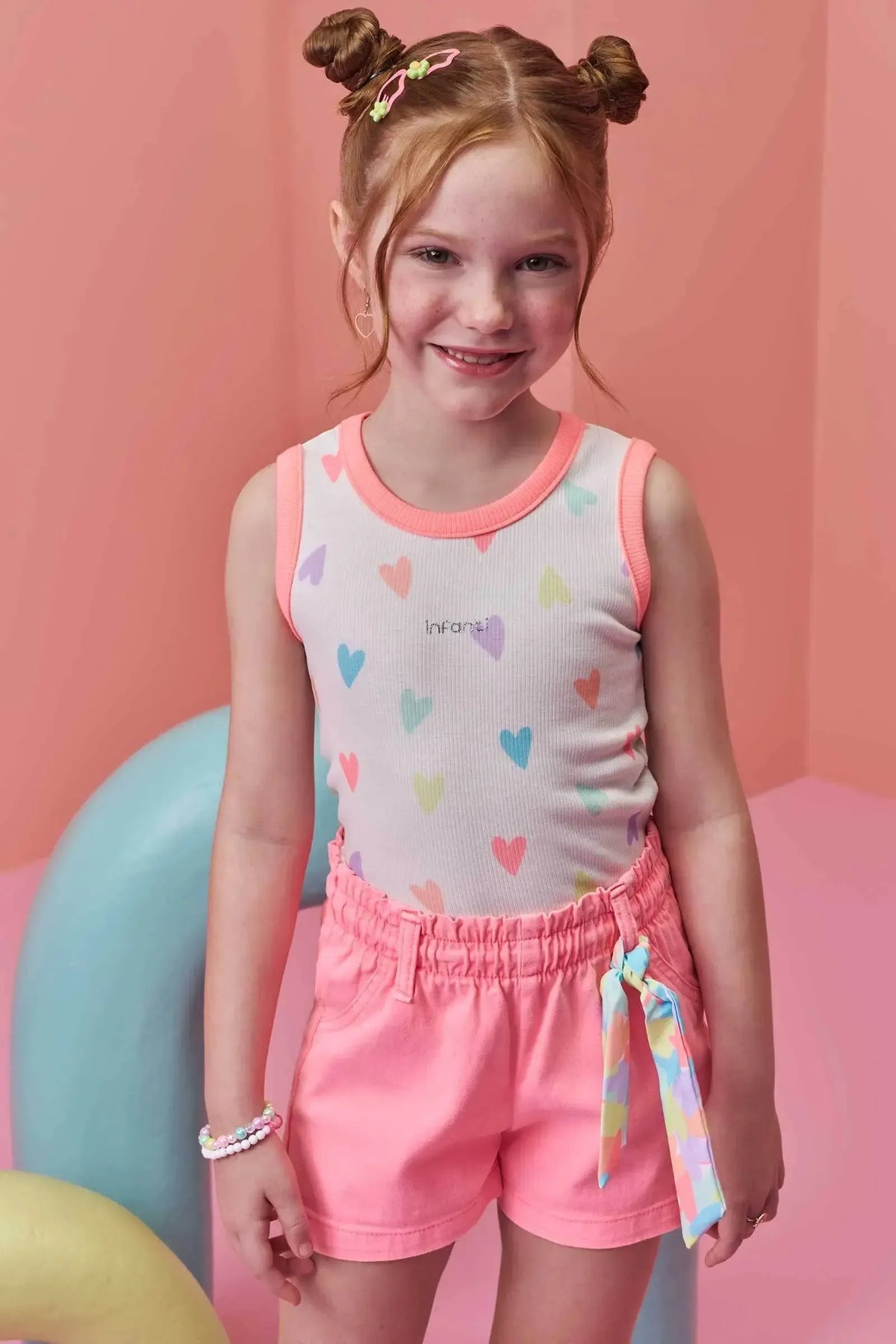 Shorts em Sarja com Elastano 98348 Infanti Infantil Menina