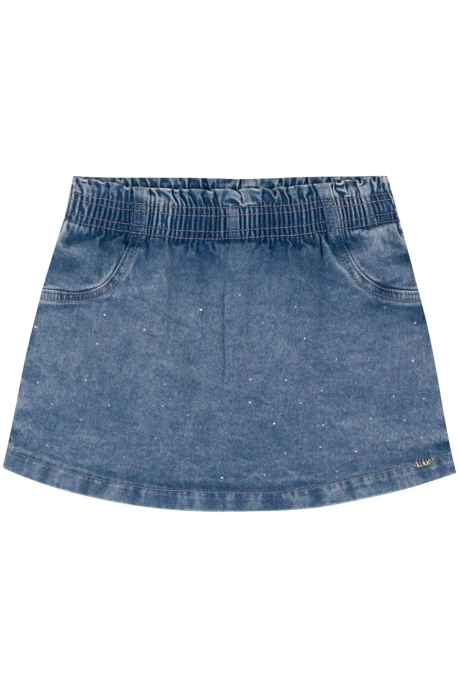 Shorts Saia em Jeans com Elastano 83763 Kukiê Infantil Menina
