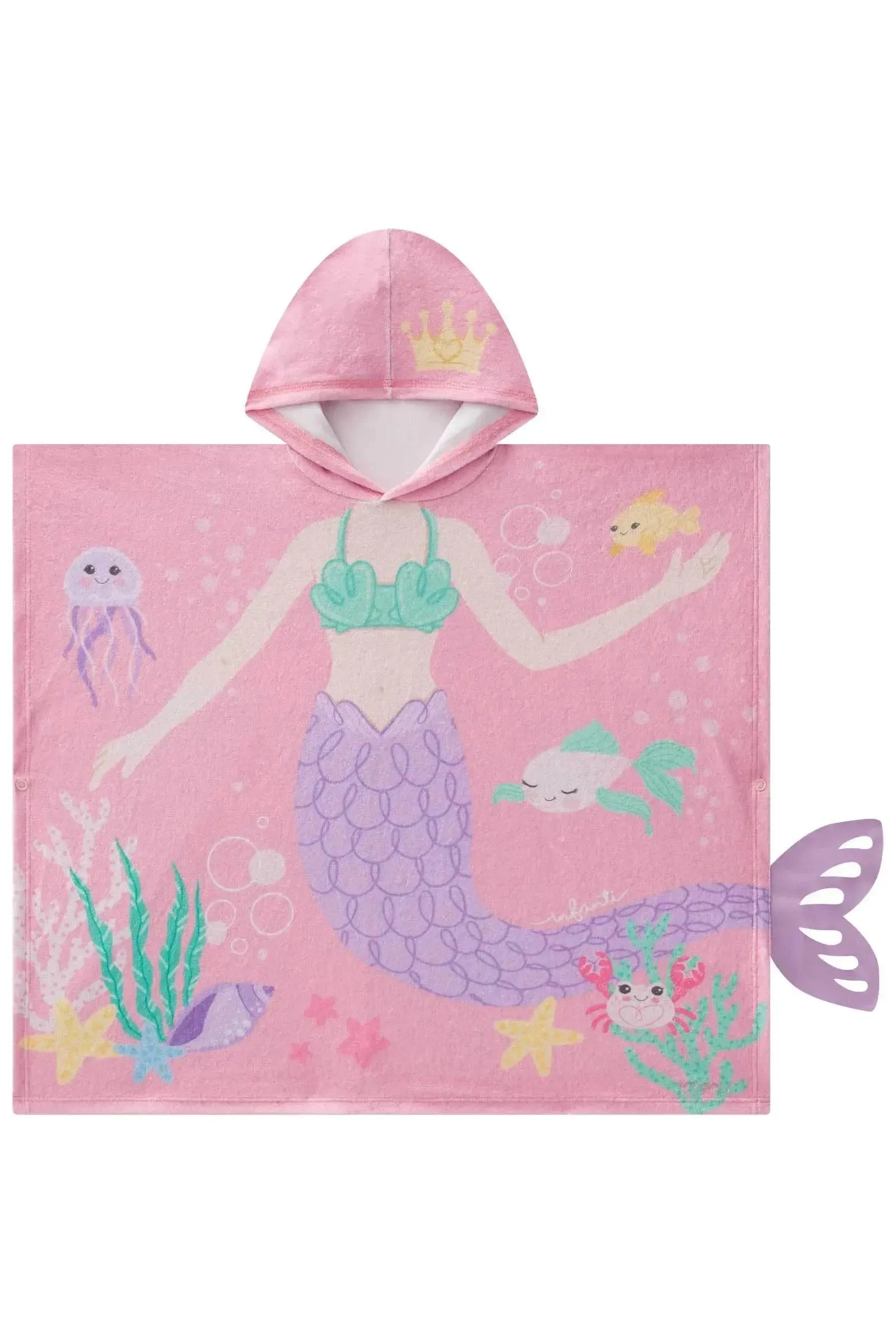 Toalha Poncho com Capuz em Plush Atoalhado 95670 Infanti Infantil Menina