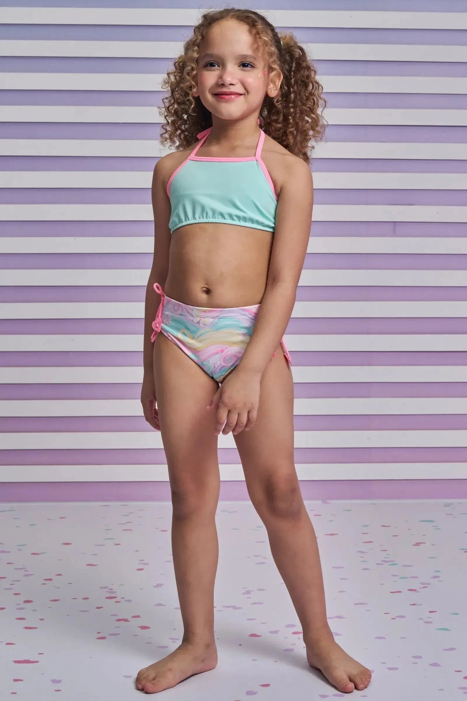 Trio de Biquíni e Blusa em Malha UV Dry com Proteção UV 50+ 93170 Infanti Infantil Menina