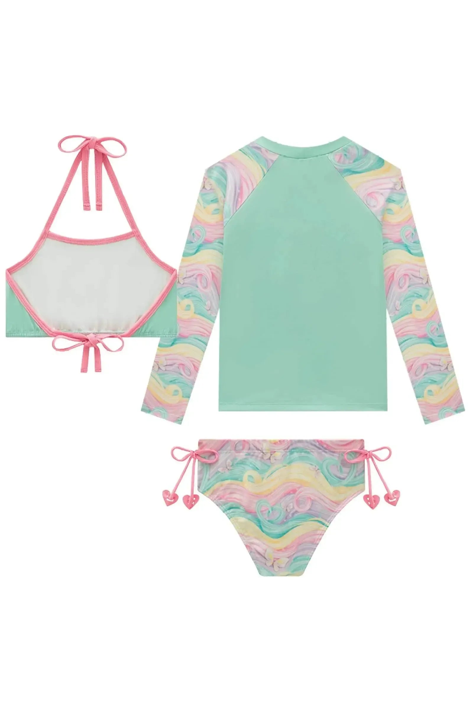 Trio de Biquíni e Blusa em Malha UV Dry com Proteção UV 50+ 93170 Infanti Infantil Menina