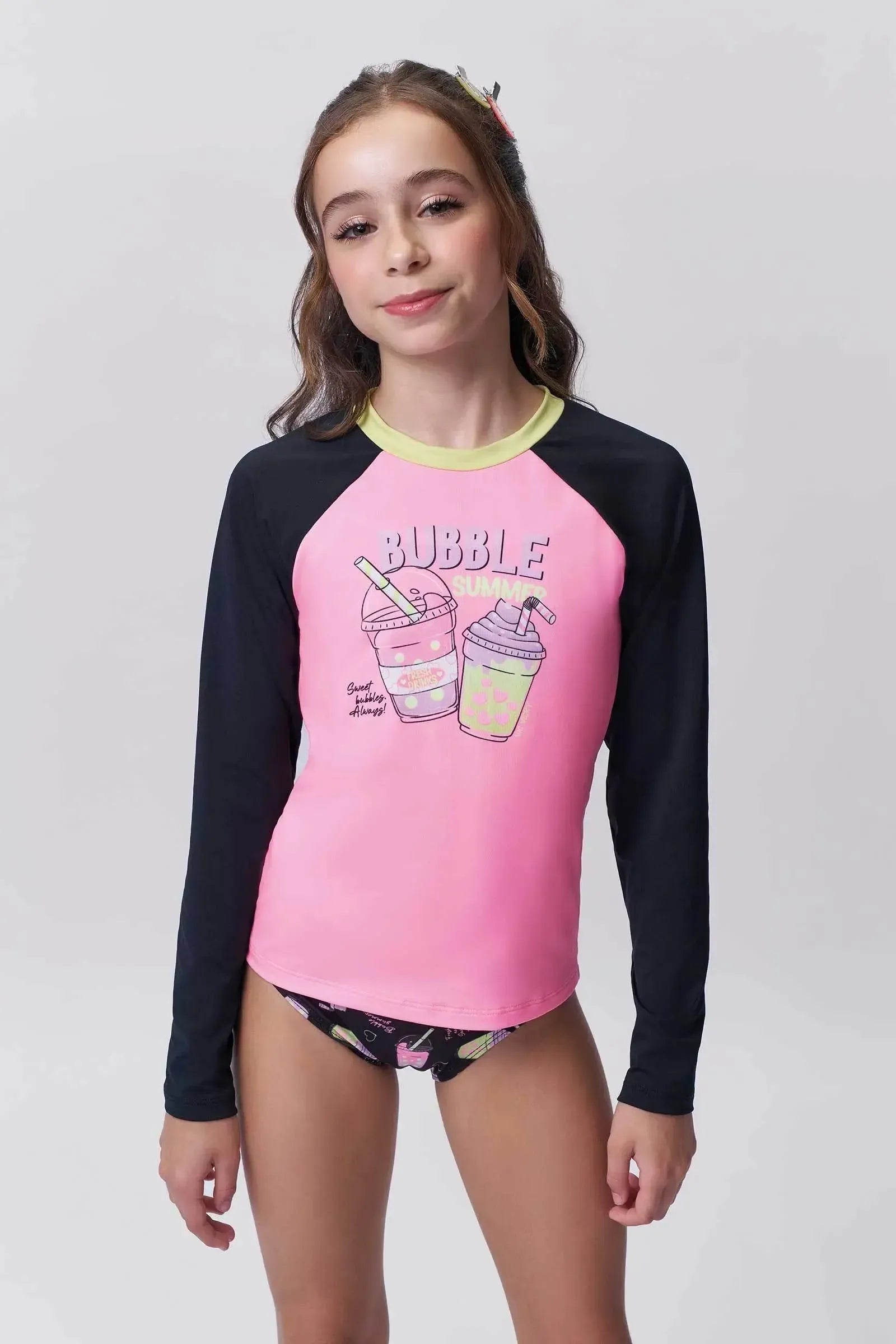 Trio de Biquíni e Blusa Manga Longa em Malha UV50 97544 Vic&Vicky Teen Menina