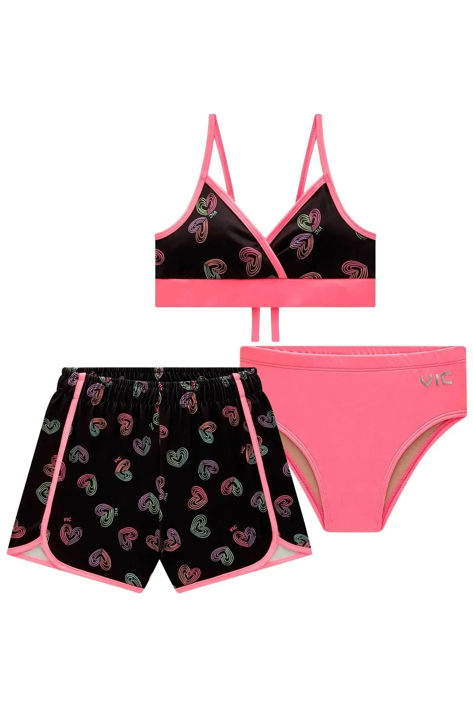 Trio de Biquíni e Shorts e Malha UV50 99508 Vic Teen Menina
