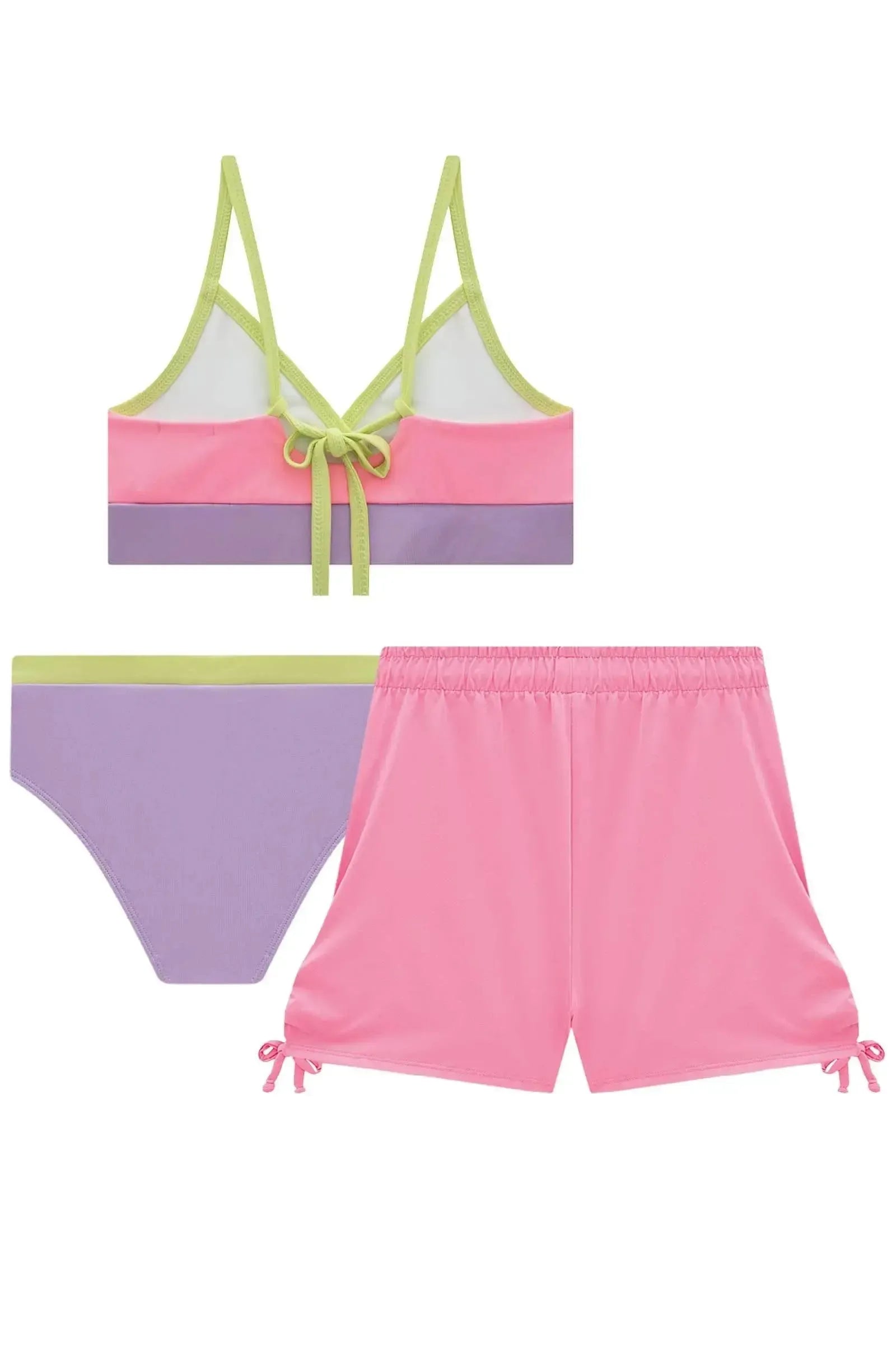 Trio de Biquíni e Shorts em Malha UV50 96701 Vic&Vicky Teen Menina