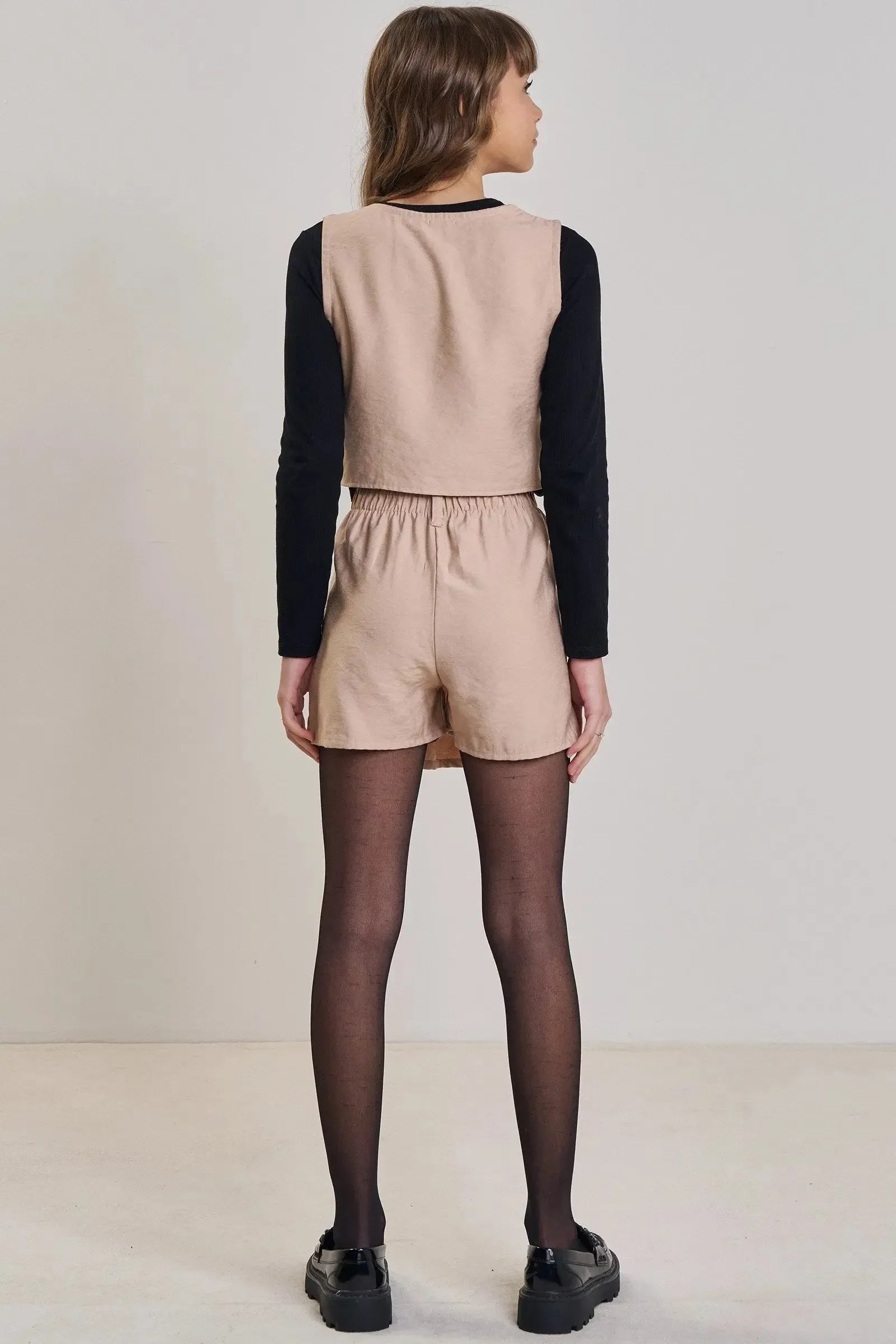 Trio de Blusa Boxy em Canelado Liz Colete e Short Saia em Alfaiataria Marant 90659 Vic&Vicky Teen Menina