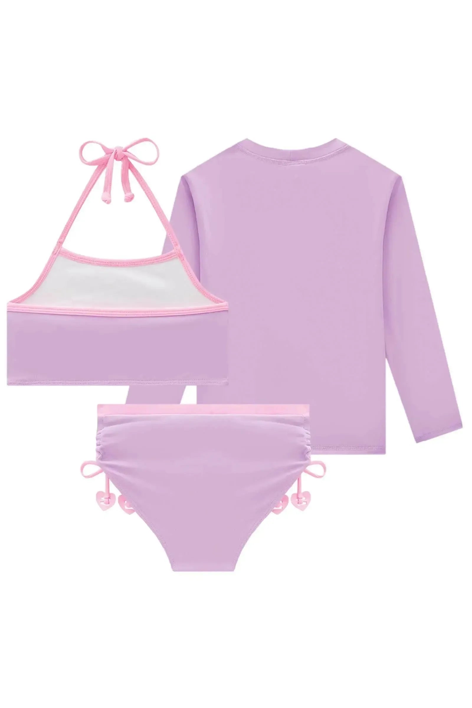 Trio de Blusa e Biquíni em Malha Poliamida com Proteção Uv 50+ 84958 Infanti Infantil Menina