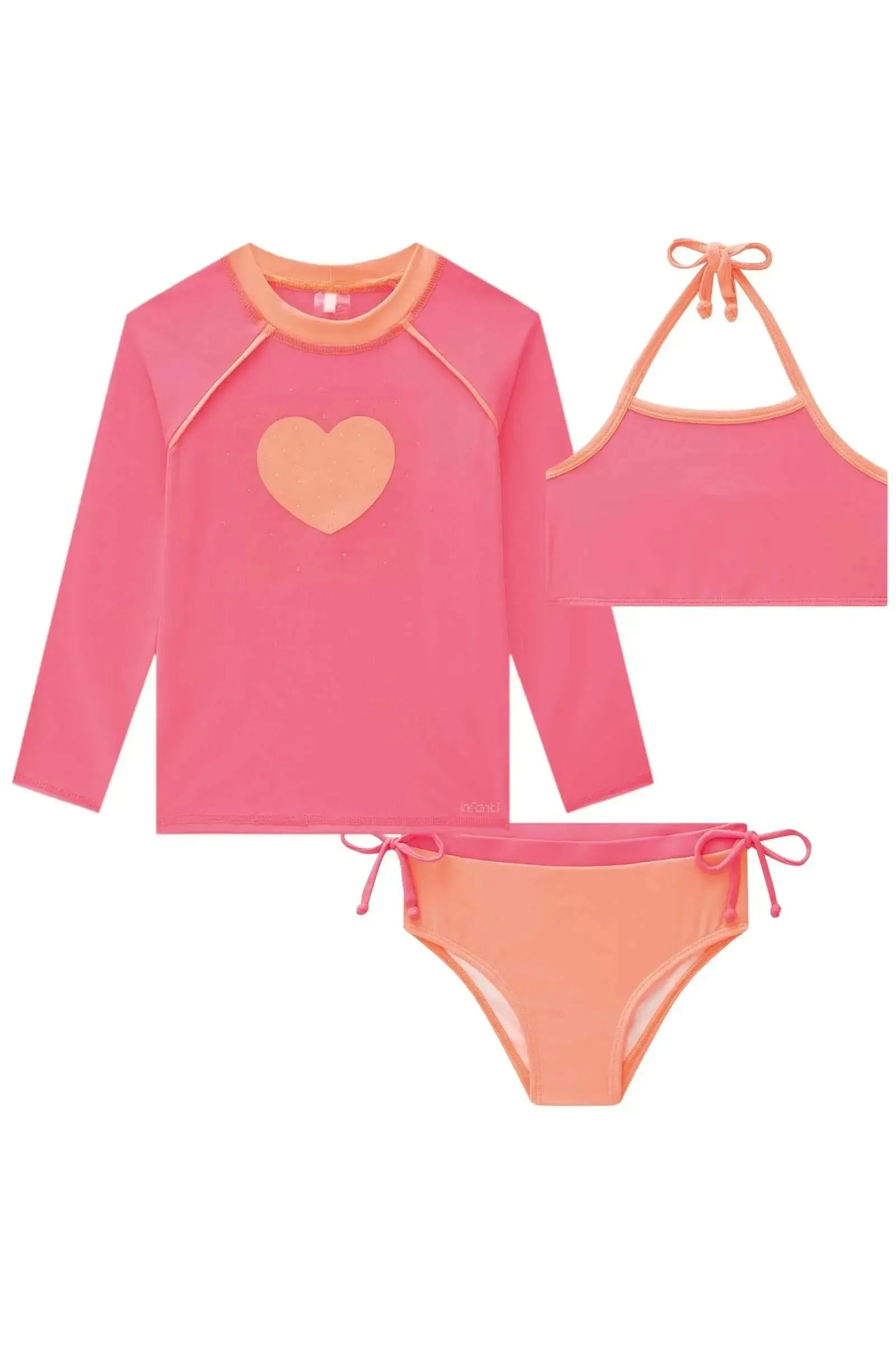 Trio de Blusa e Biquíni em Malha Poliamida com Proteção UV 50+ 88930 Infanti Infantil Menina
