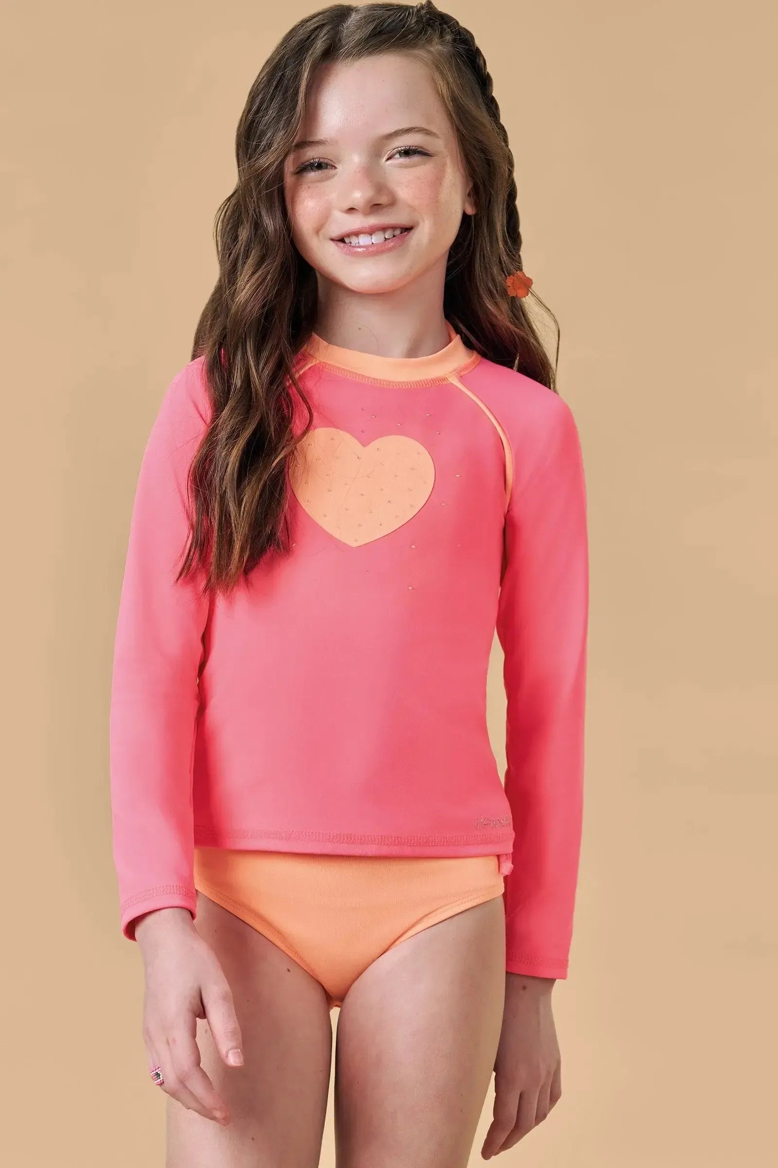 Trio de Blusa e Biquíni em Malha Poliamida com Proteção UV 50+ 88930 Infanti Infantil Menina