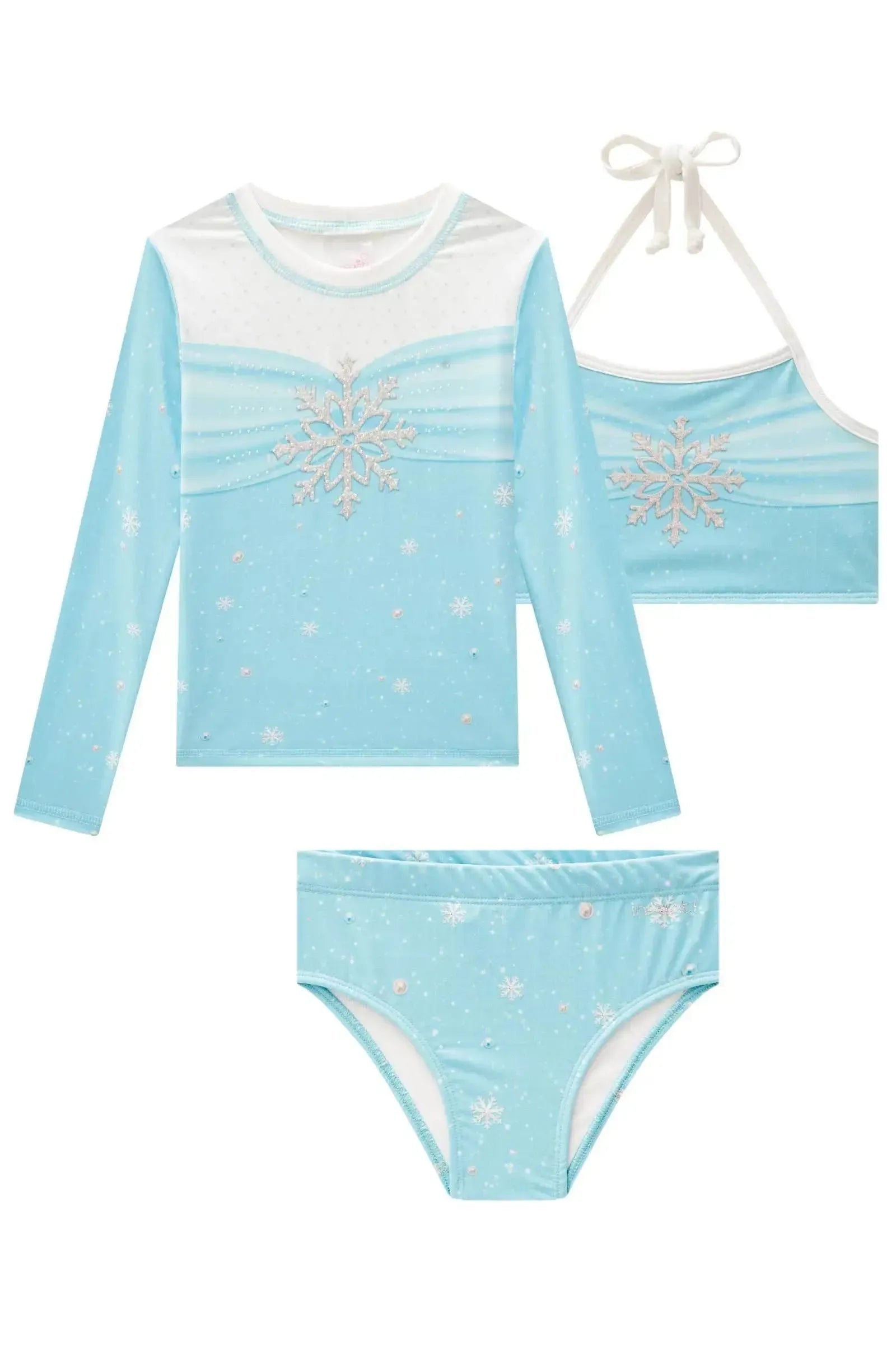 Trio de Blusa e Biquíni em Malha UV Dry com Proteção UV 50+ 87441 Infanti Infantil Menina