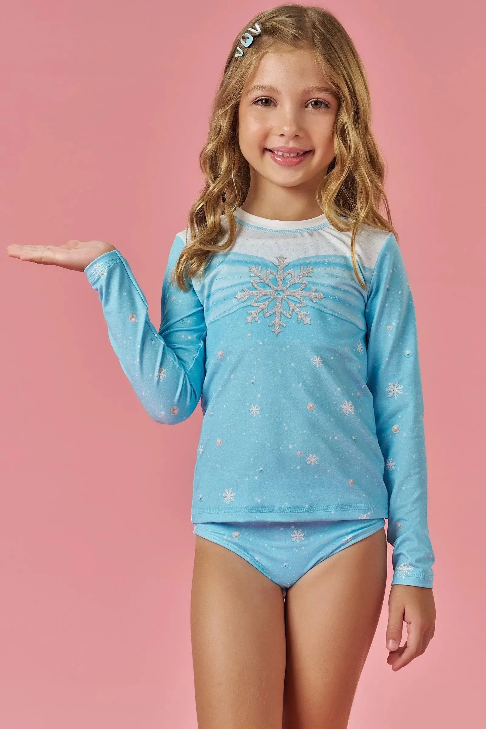 Trio de Blusa e Biquíni em Malha UV Dry com Proteção UV 50+ 87441 Infanti Infantil Menina