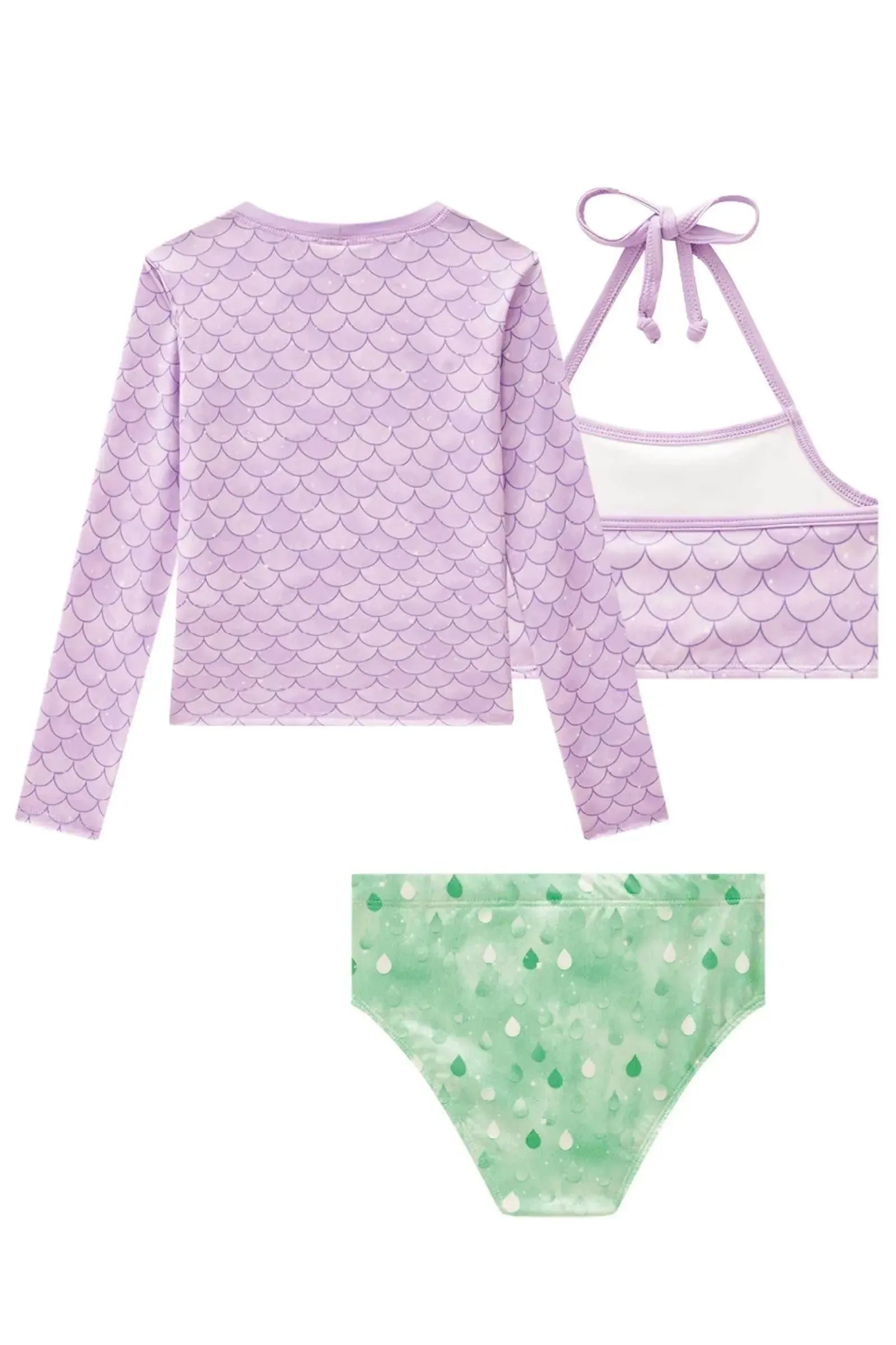 Trio de Blusa e Biquíni em Malha UV Dry com Proteção UV 50+ 88939 Infanti Infantil Menina