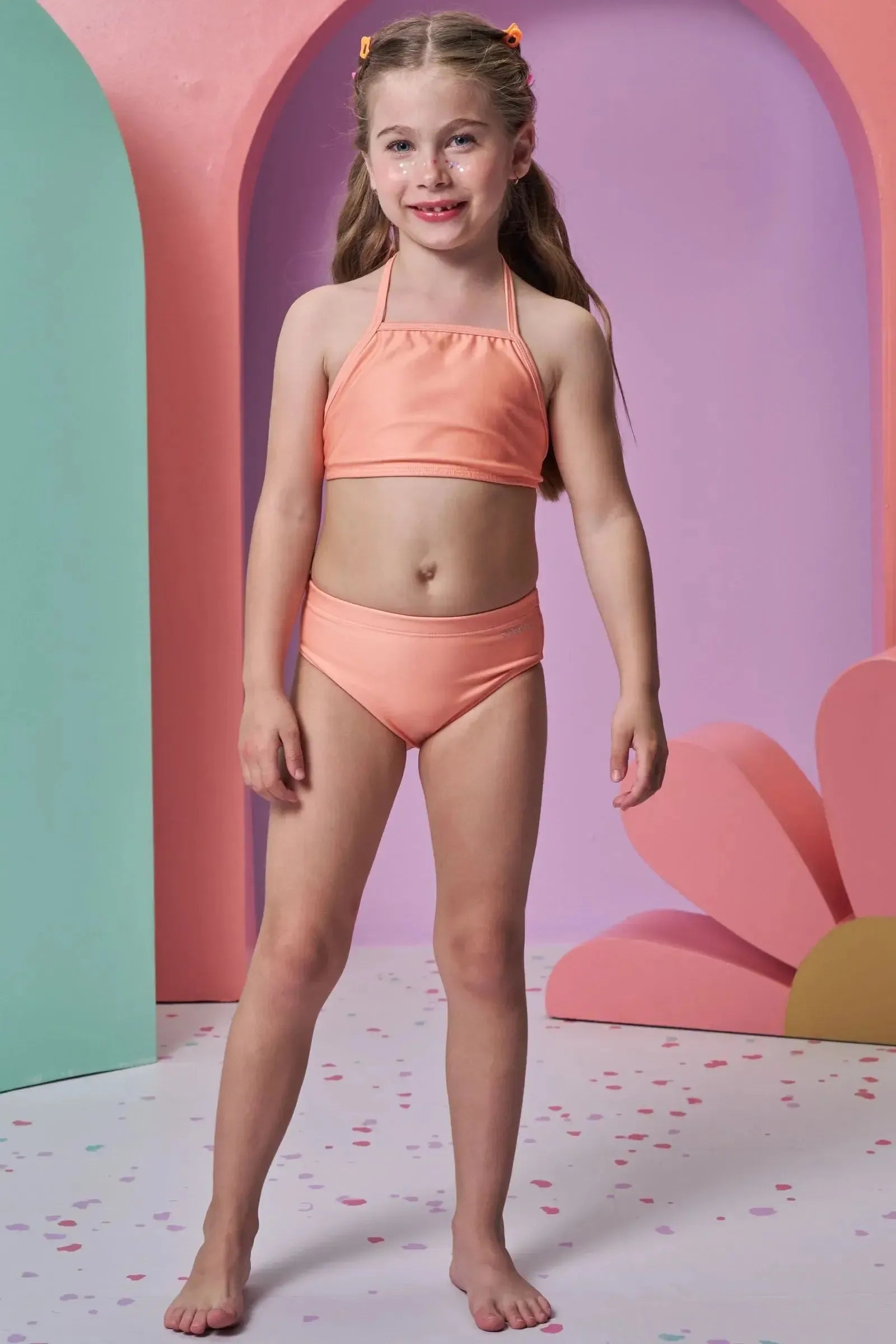 Trio de Blusa e Biquíni em Malha UV Dry com Proteção UV 50+ 96610 Infanti Infantil Menina