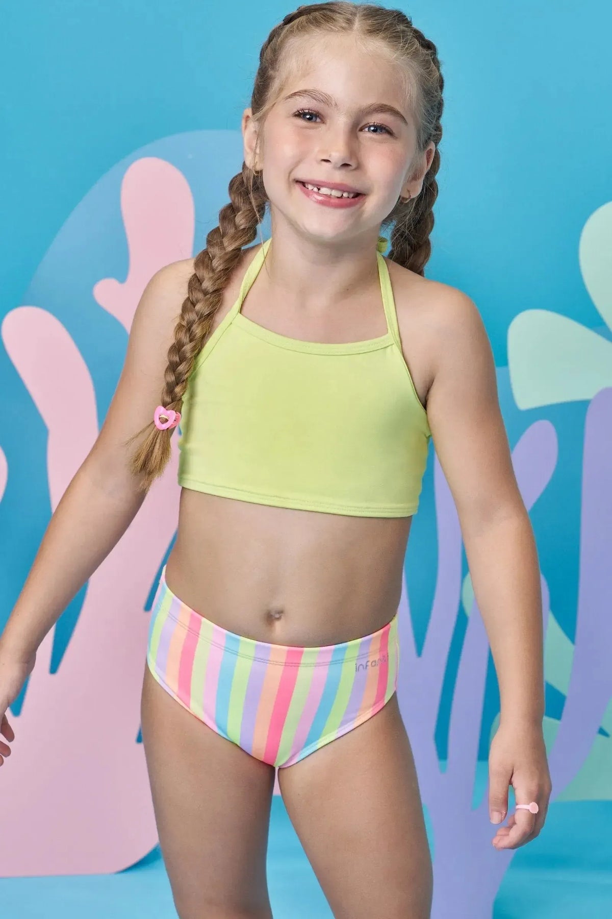Trio de Blusa e Biquíni em Malha UV Dry com Proteção UV 50+ 99177 Infanti Infantil Menina