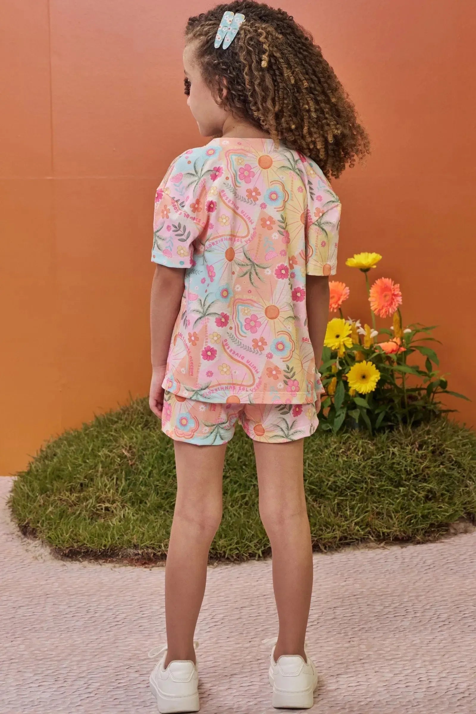 Trio de Regata em Canelado e Shorts e Kimono em Malha Fresh 99714 Kukiê Infantil Menina