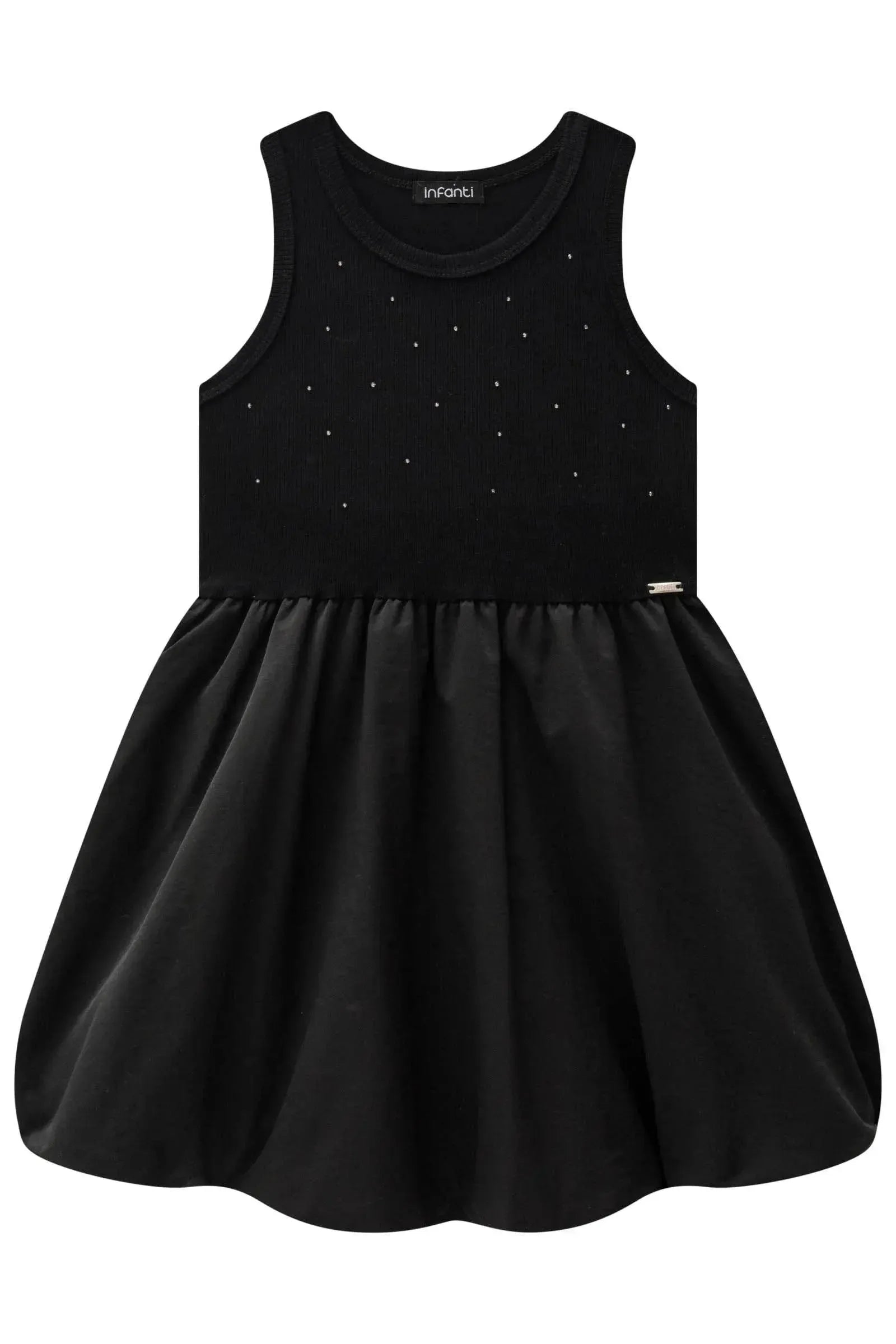 Vestido Balonê em Canelado e Tecido Amore 88141 Infanti Infantil Menina