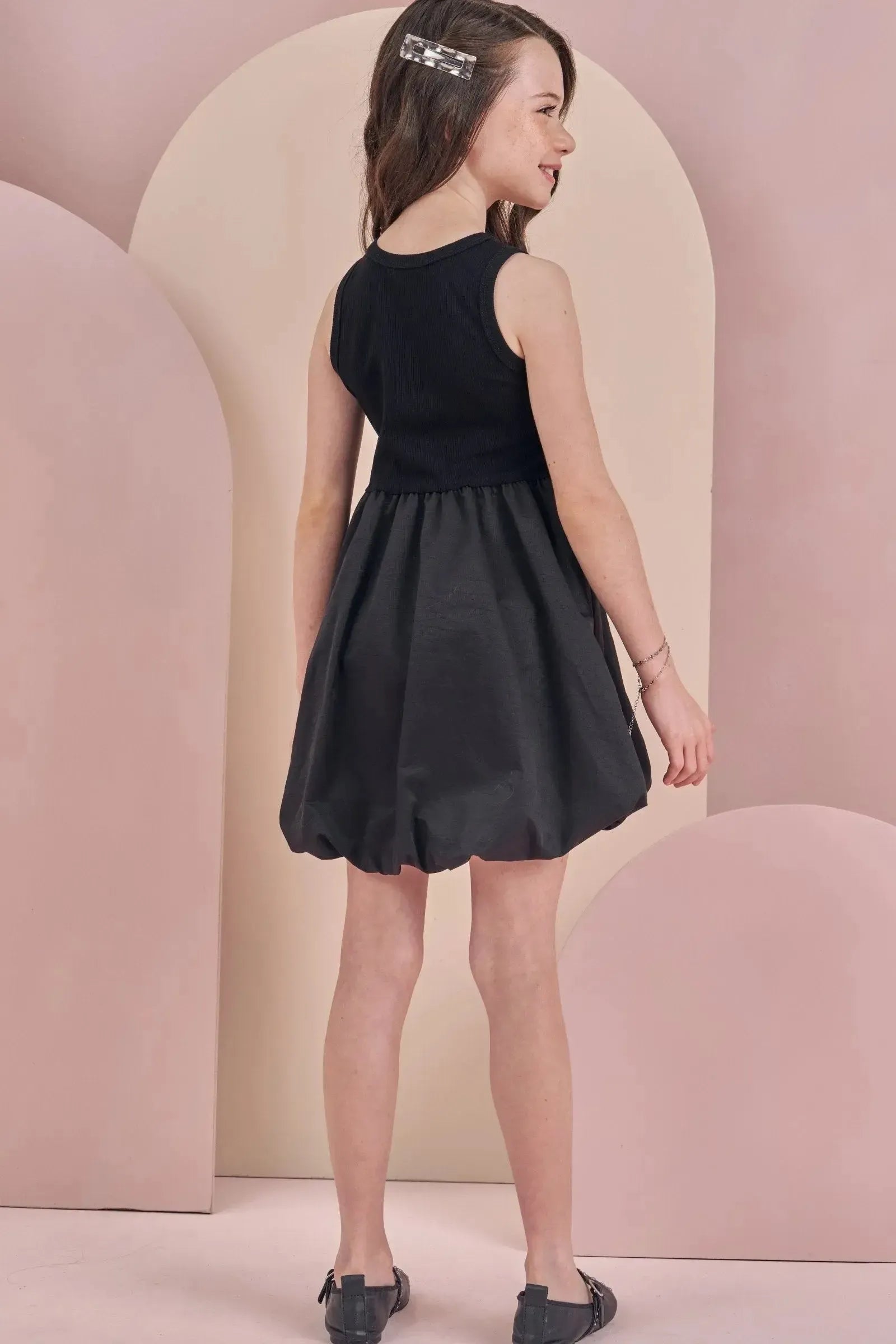 Vestido Balonê em Canelado e Tecido Amore 88141 Infanti Infantil Menina