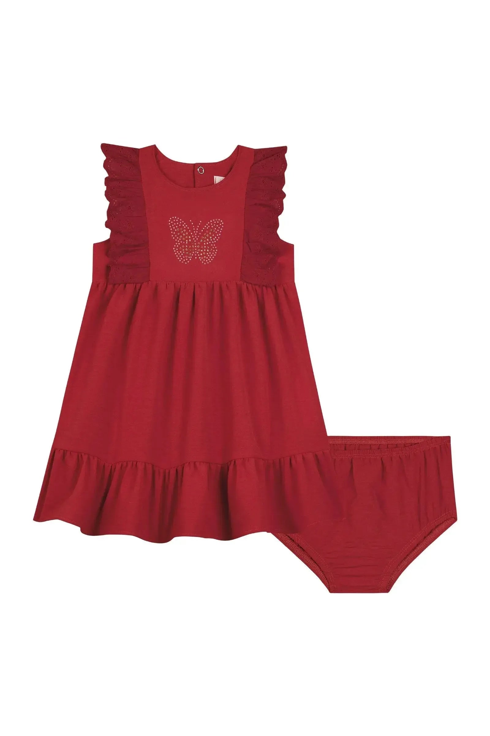 Vestido e Calcinha em Tecido Crepe 87572 Kukiê Bebê Menina
