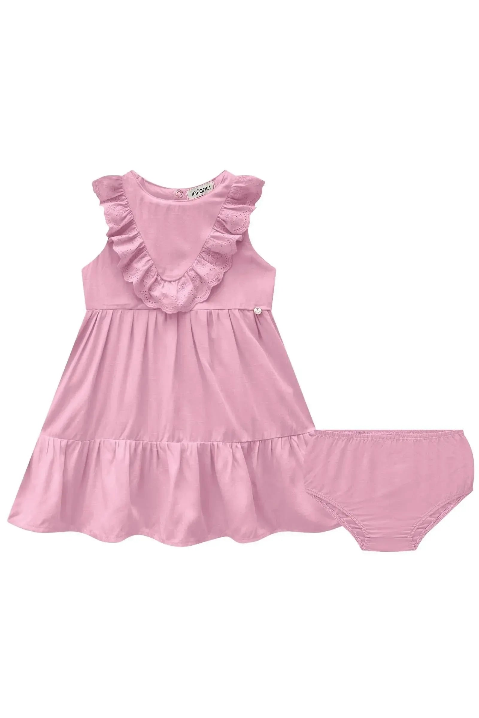 Vestido e Calcinha em Viscose Nice 83812 Infanti Bebê Menina