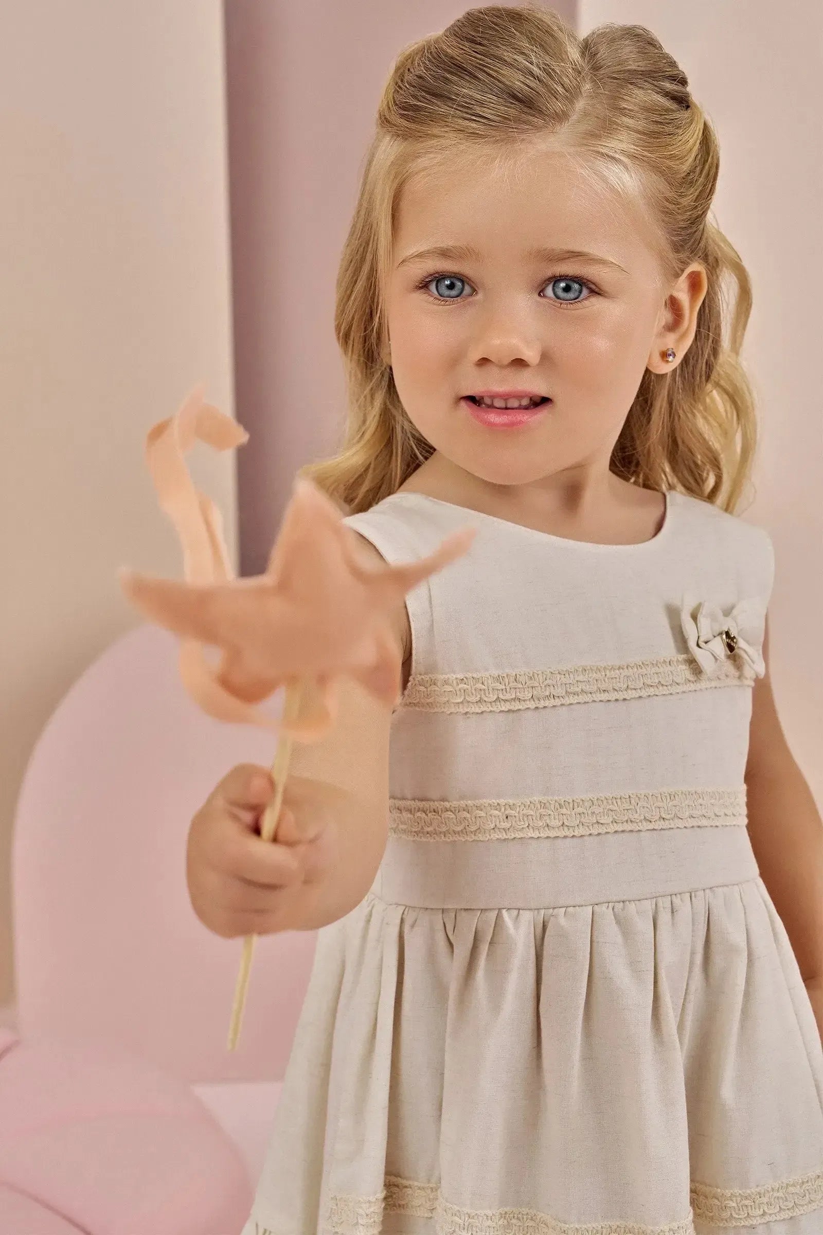 Vestido em Blend de Linho 87093 Infanti Bebê Menina