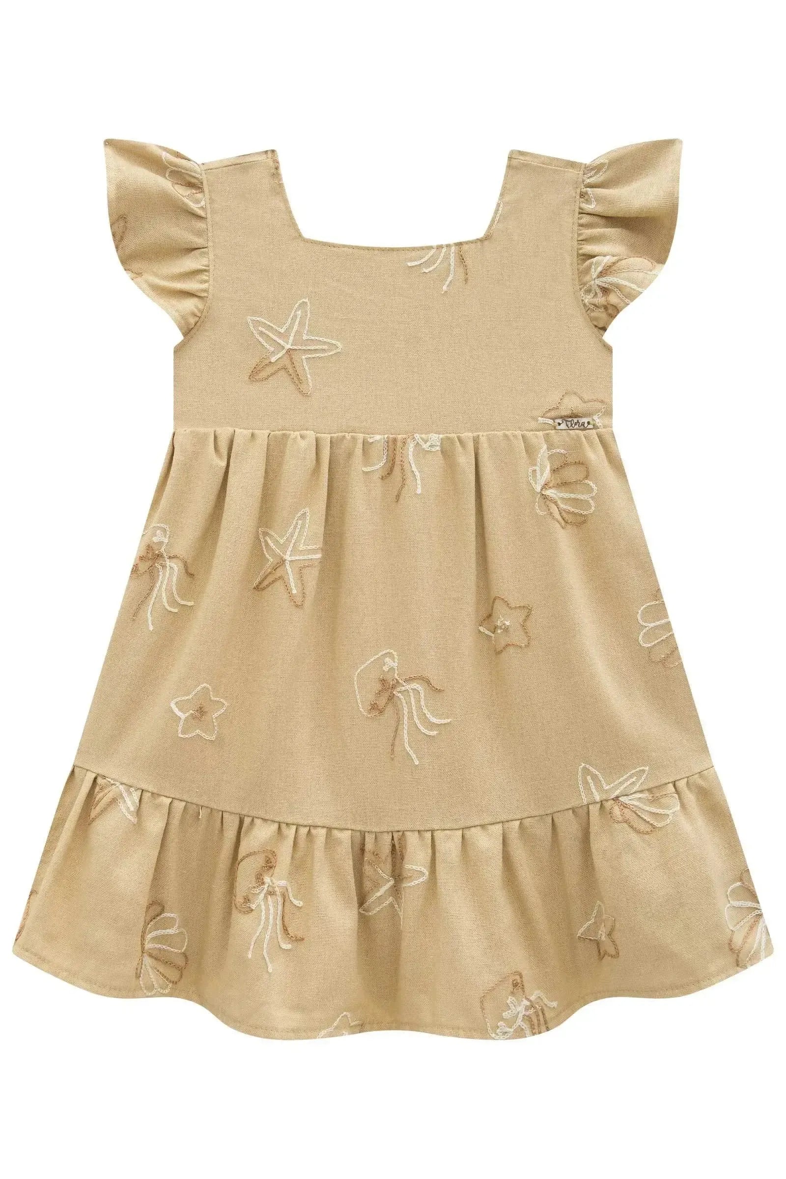Vestido em Blend de Linho Bordado 96175 Infanti Infantil Menina