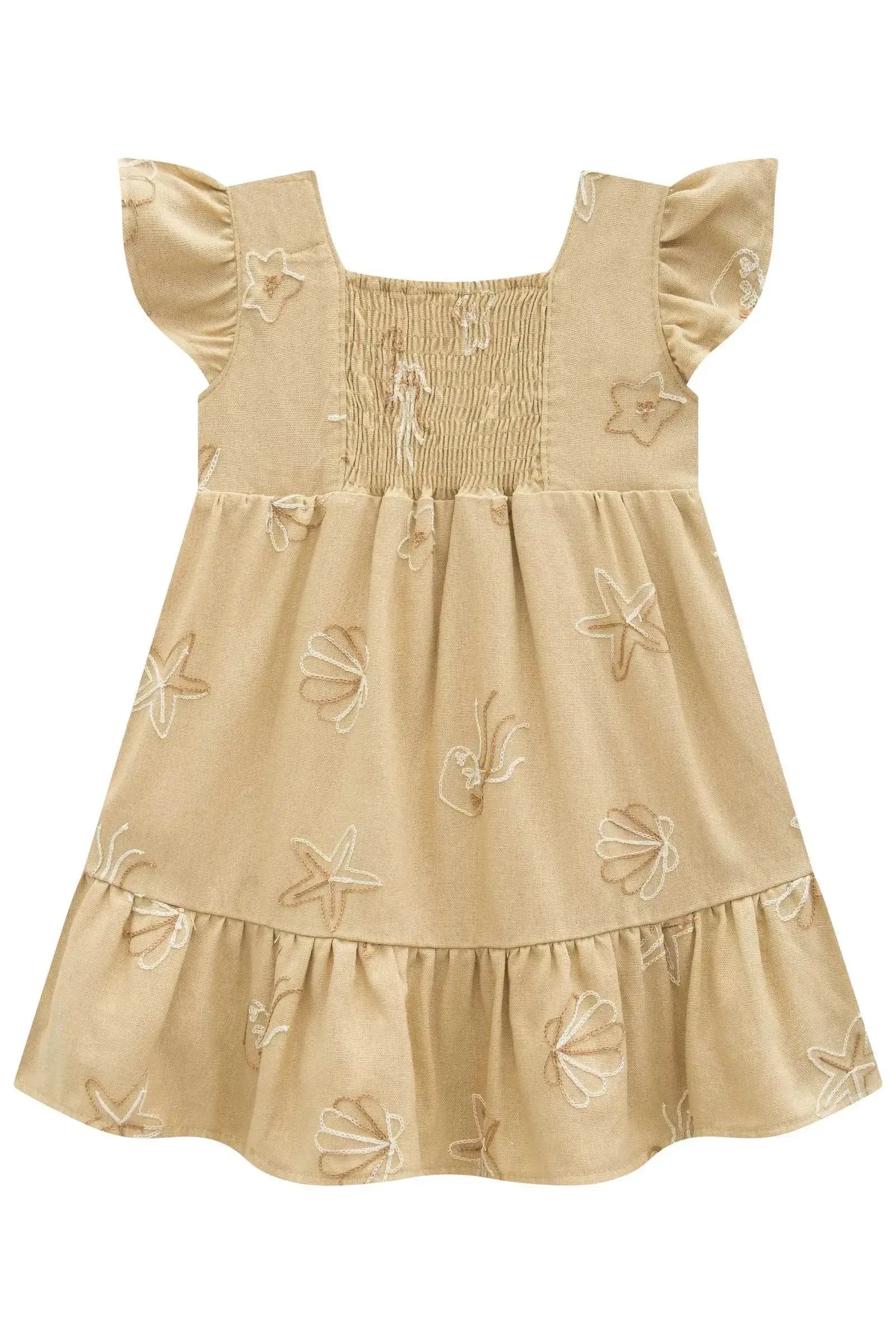 Vestido em Blend de Linho Bordado 96175 Infanti Infantil Menina
