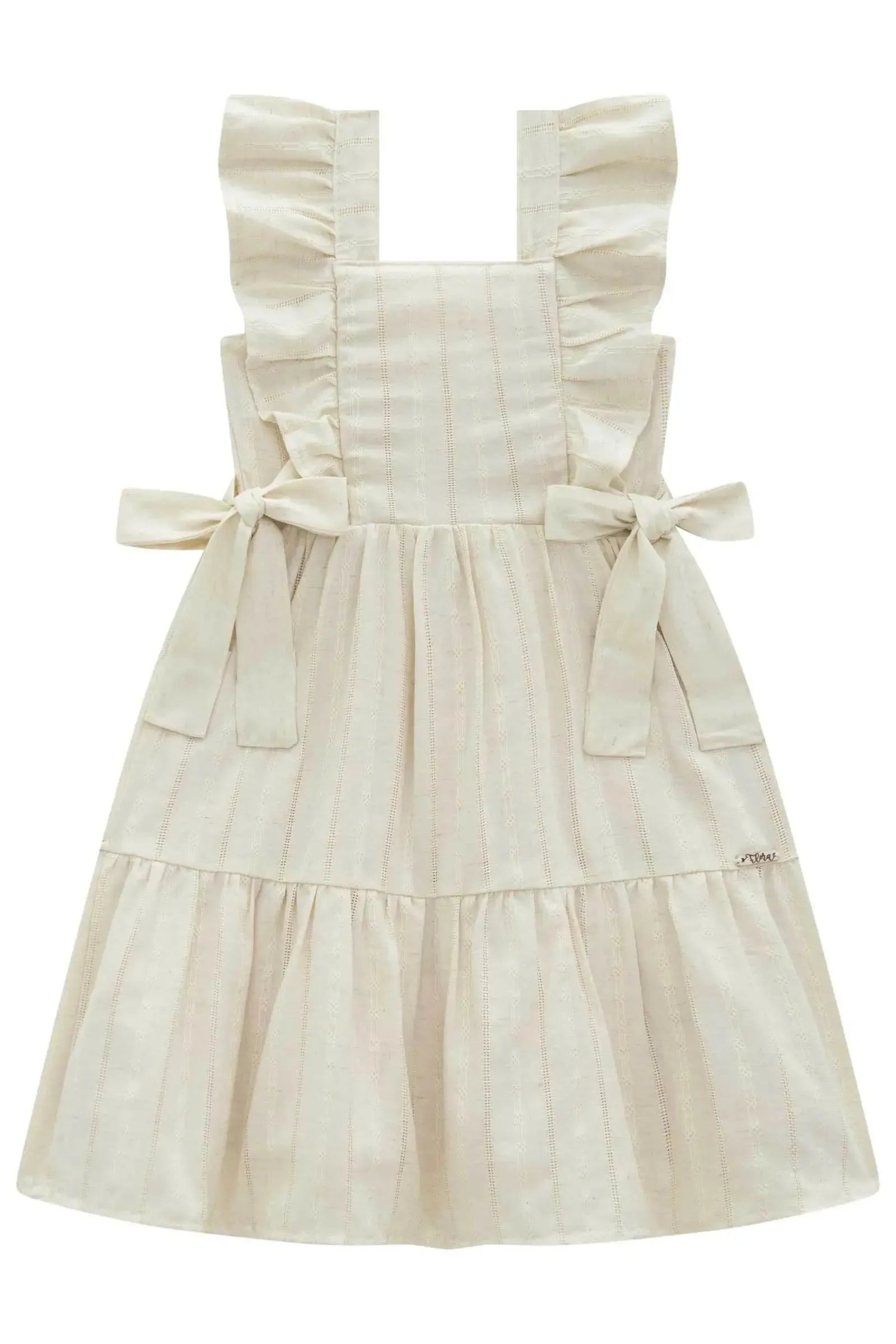 Vestido em Blend de Linho Bordado 96590 Infanti Infantil Menina