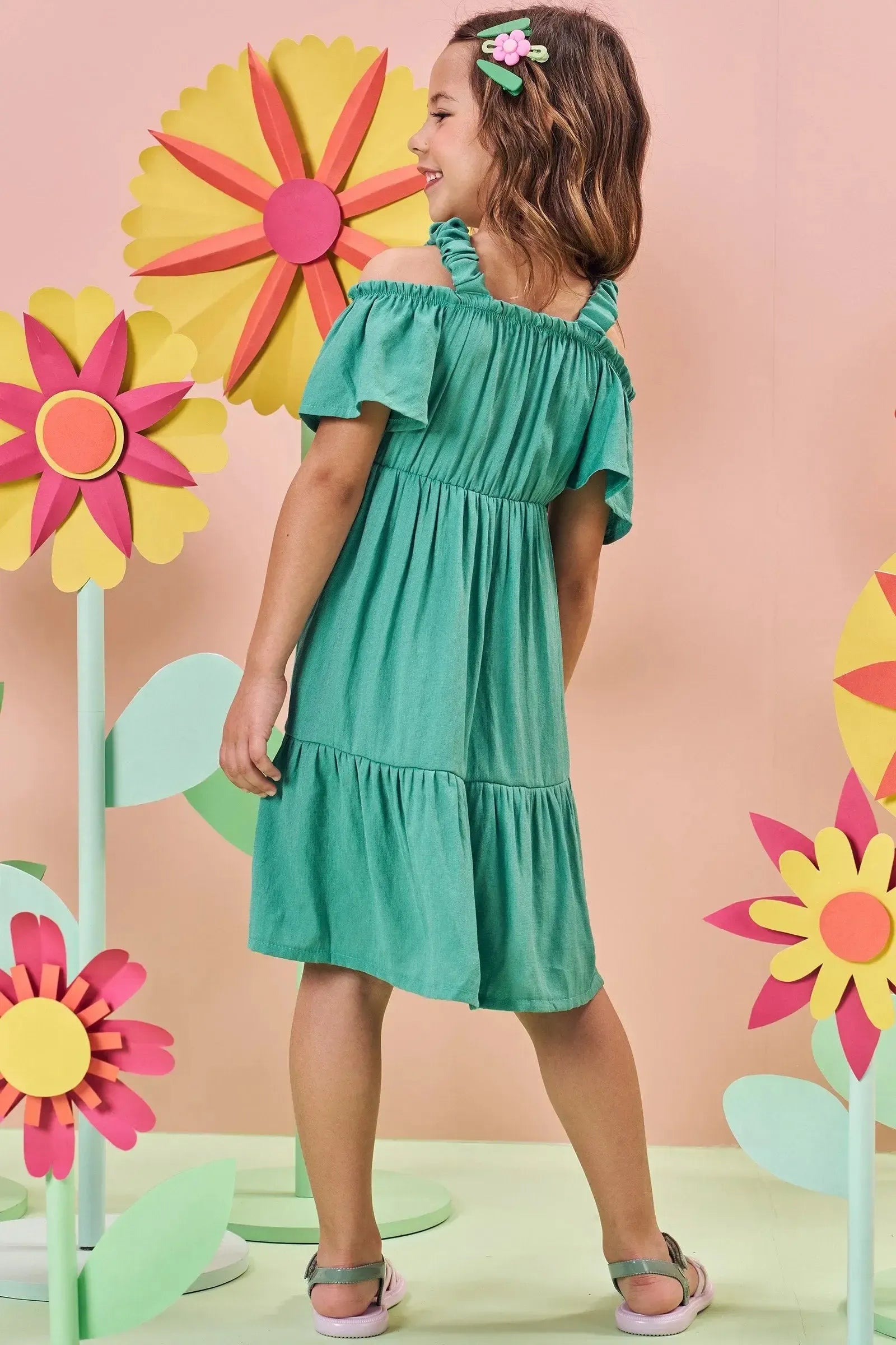 Vestido em Blend de Viscose 84024 Kukiê Infantil Menina