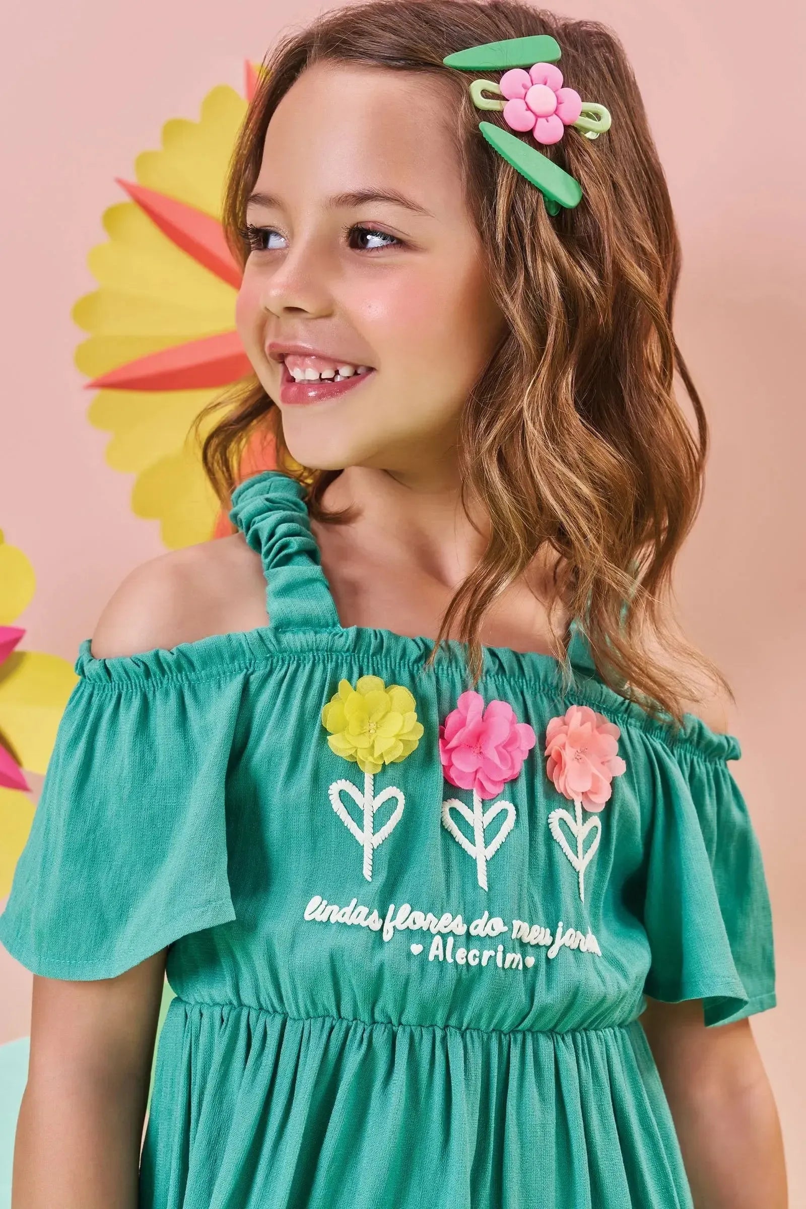 Vestido em Blend de Viscose 84024 Kukiê Infantil Menina