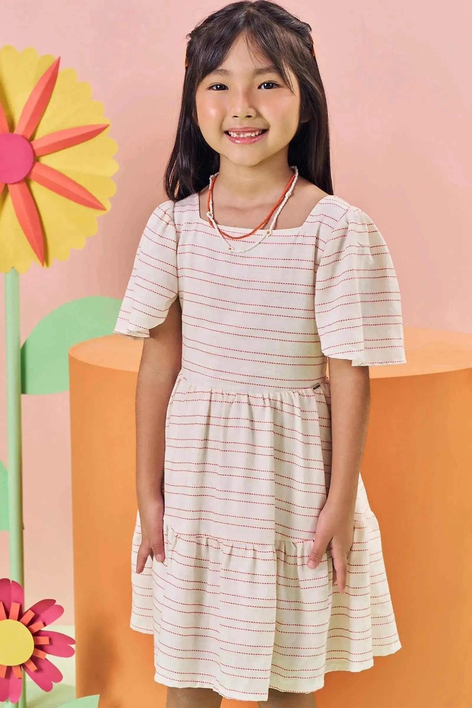 Vestido em Blend de Viscose 84176 Kukiê Infantil Menina