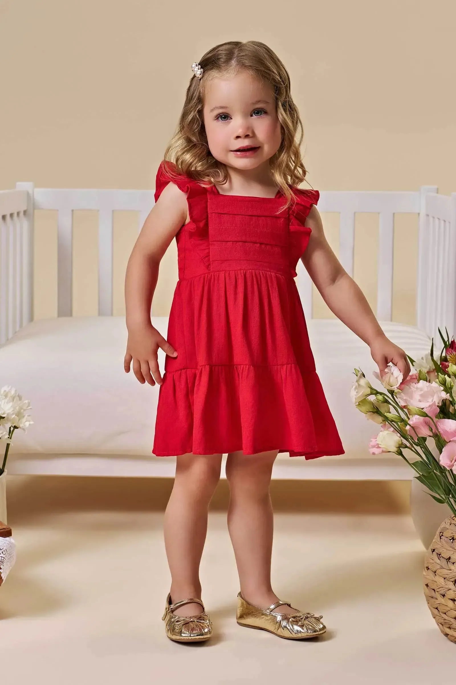 Vestido em Blend de Viscose 96604 Infanti Bebê Menina