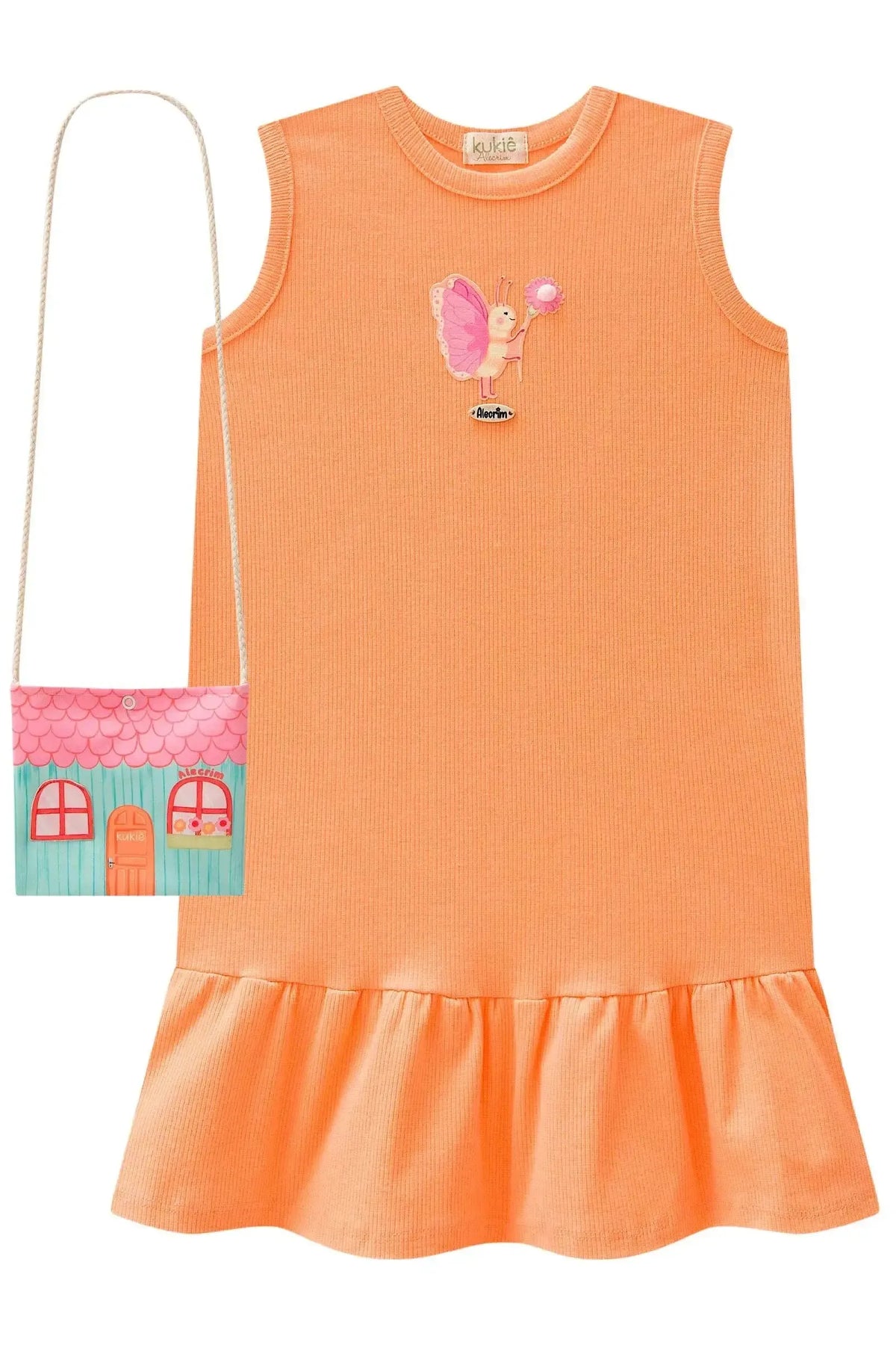 Vestido em Canelado. (Acompanha Bolsa) 98969 Kukiê Infantil Menina