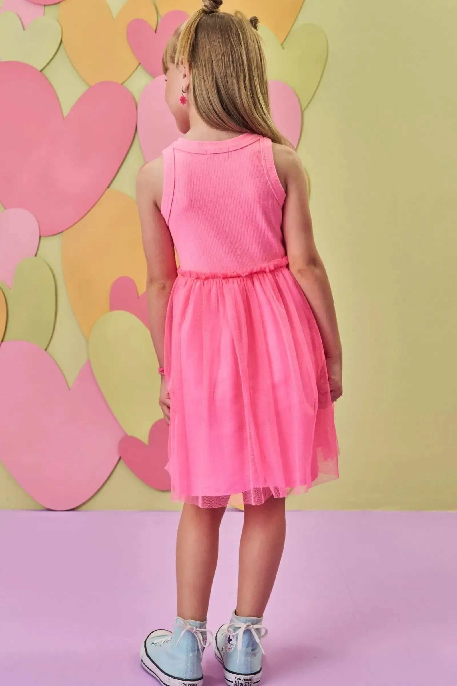 Vestido em Canelado e Tule com Elastano 86633 Infanti Infantil Menina