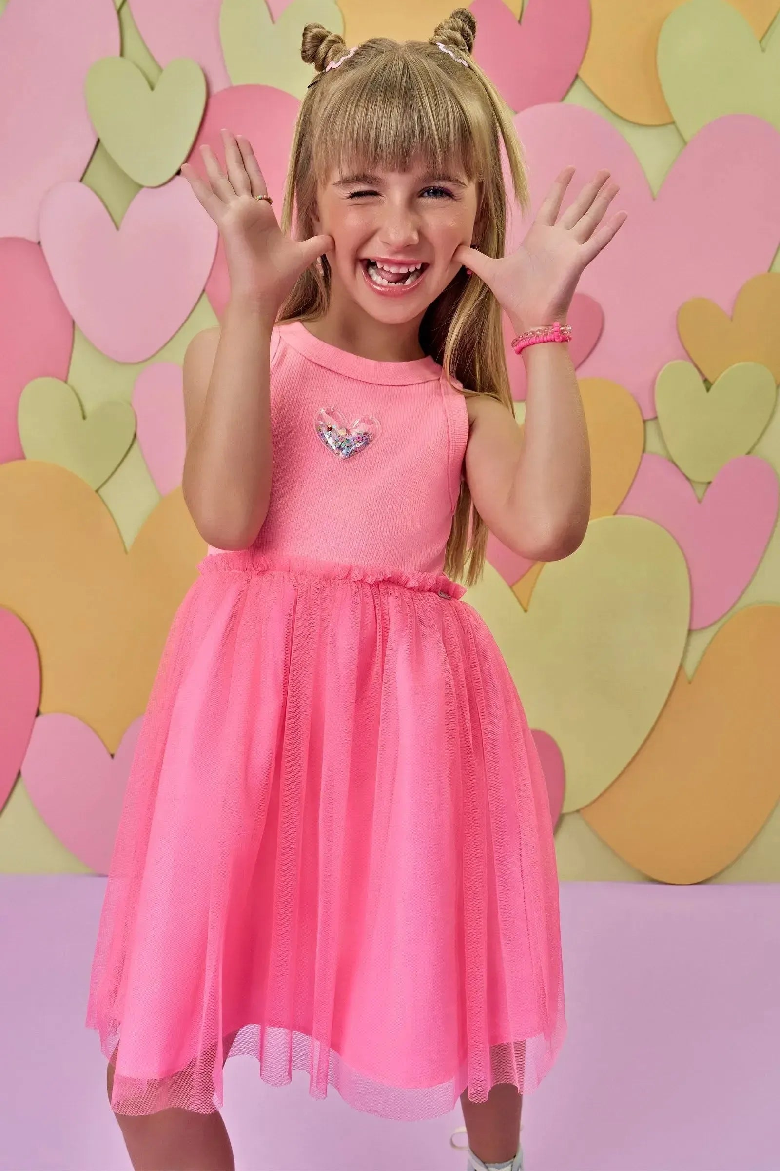 Vestido em Canelado e Tule com Elastano 86633 Infanti Infantil Menina