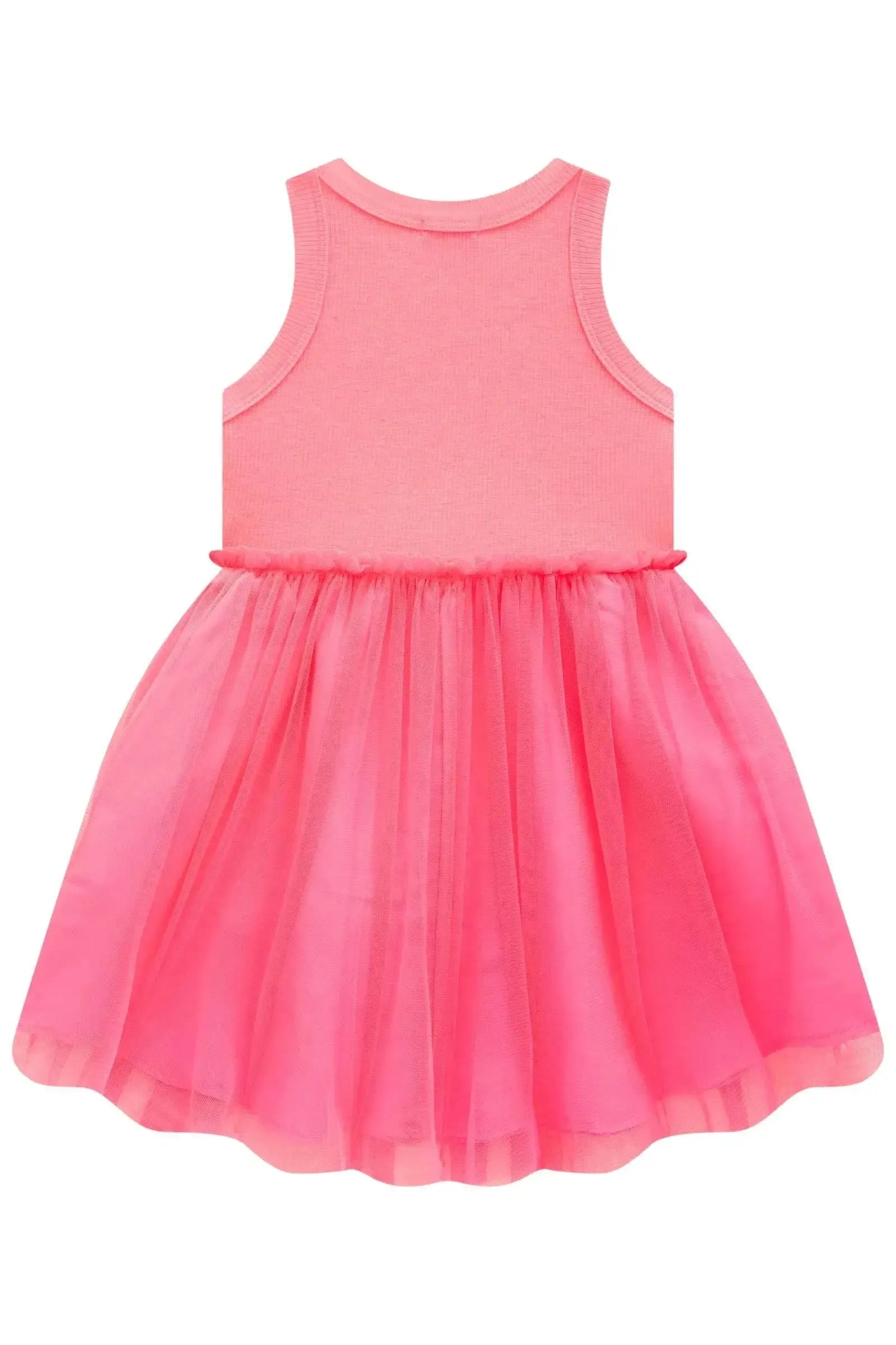 Vestido em Canelado e Tule com Elastano 86633 Infanti Infantil Menina