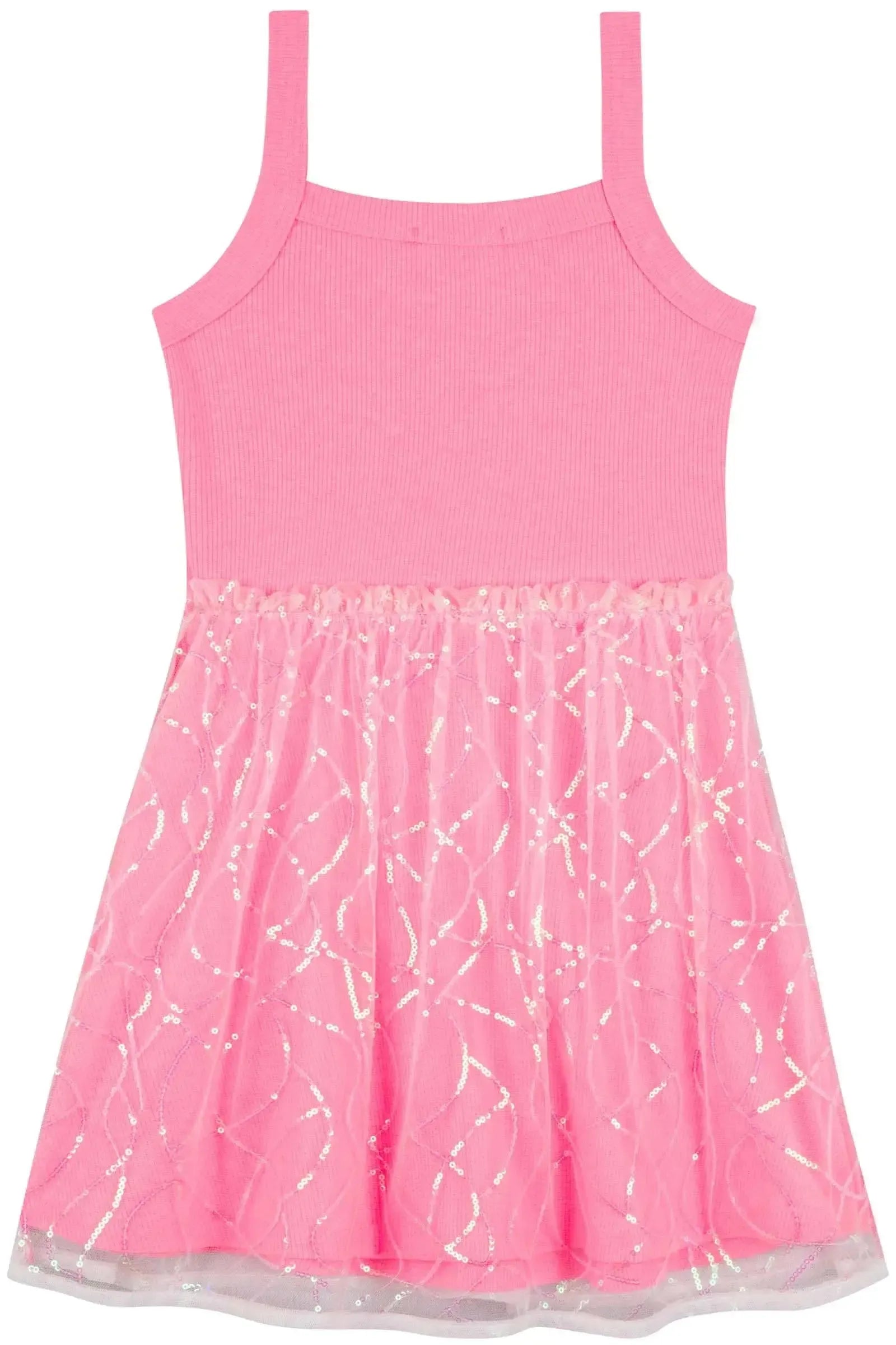 Vestido em Canelado e Tule Paetê 85999 Kukiê Infantil Menina