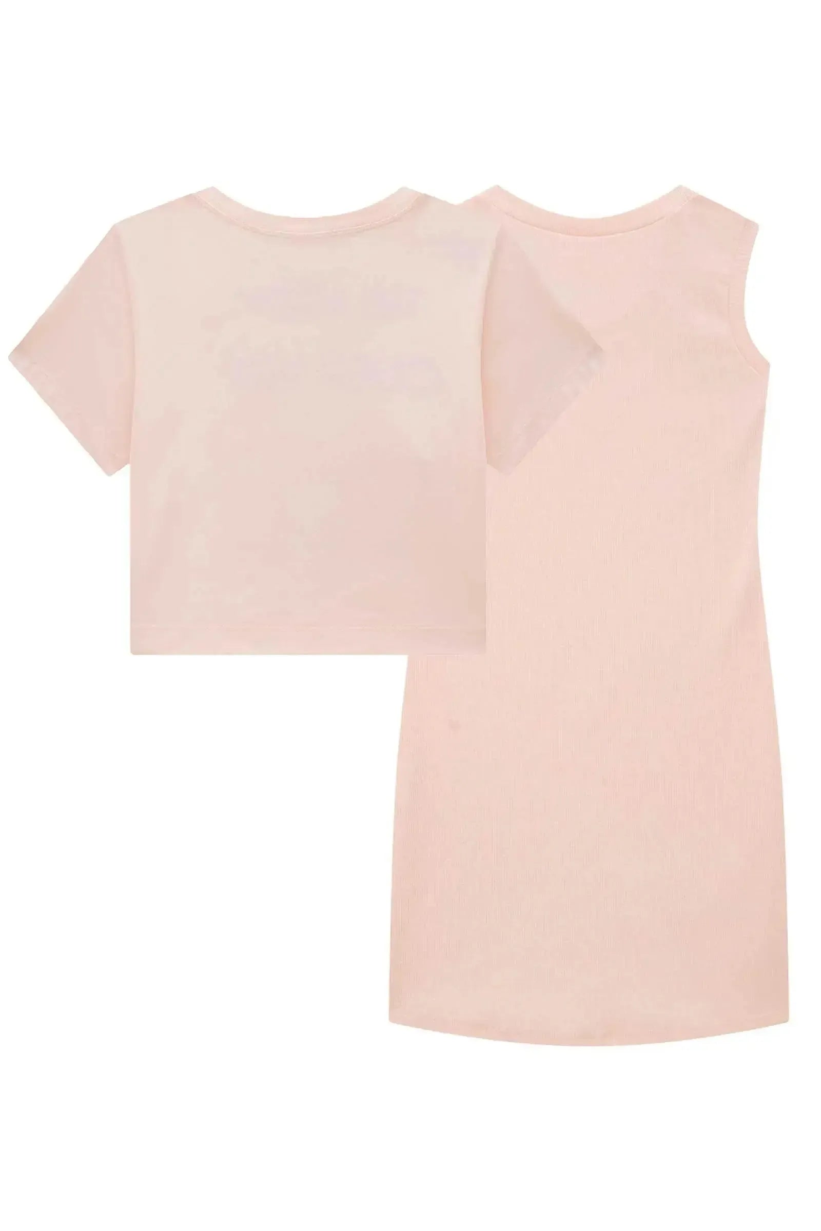 Vestido em Canelado Liz e Blusa de Sobreposição em Meia Malha 94618 Lilimoon Teen Menina