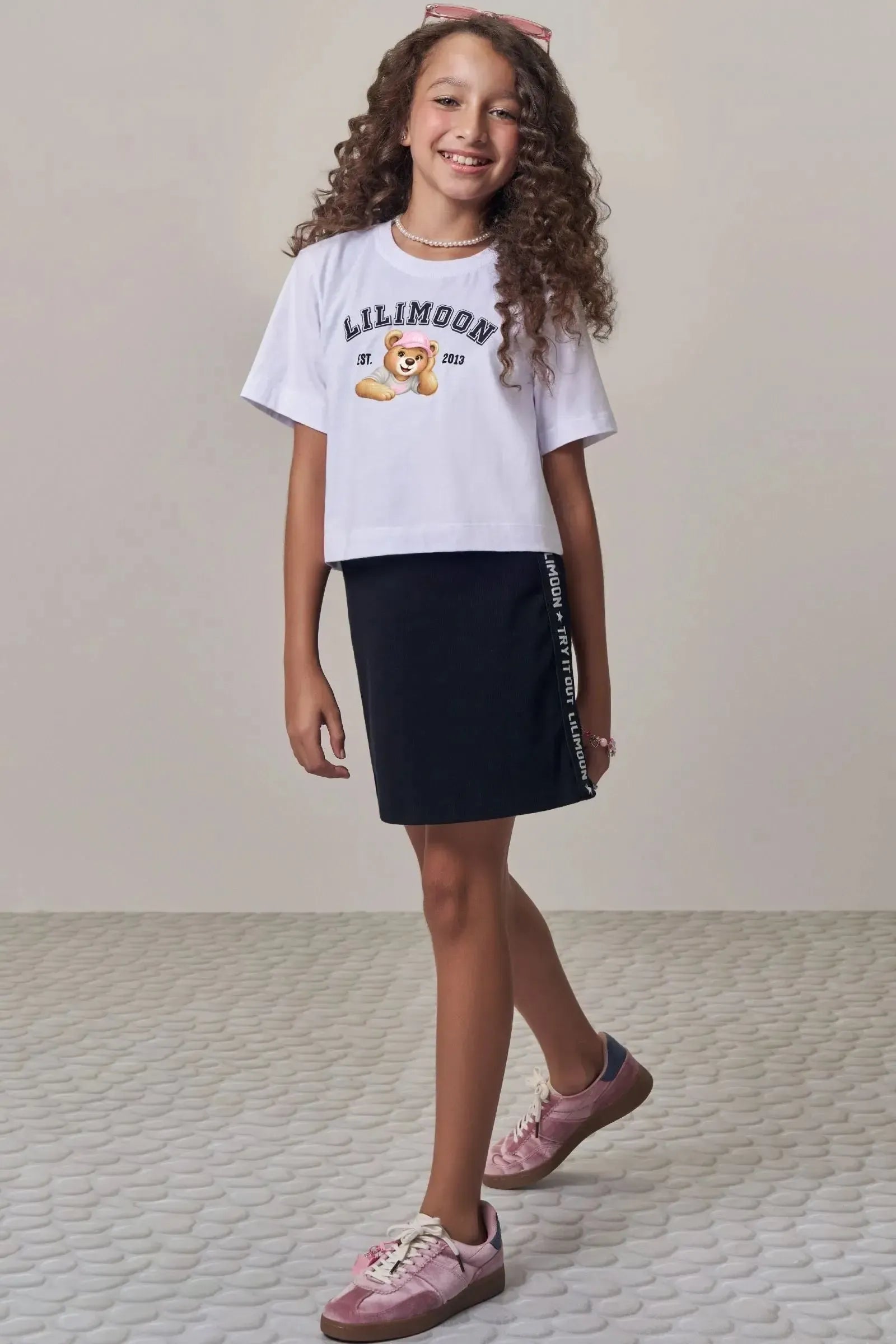 Vestido em Canelado Liz e Blusa de Sobreposição em Meia Malha 98203 Lilimoon Teen Menina