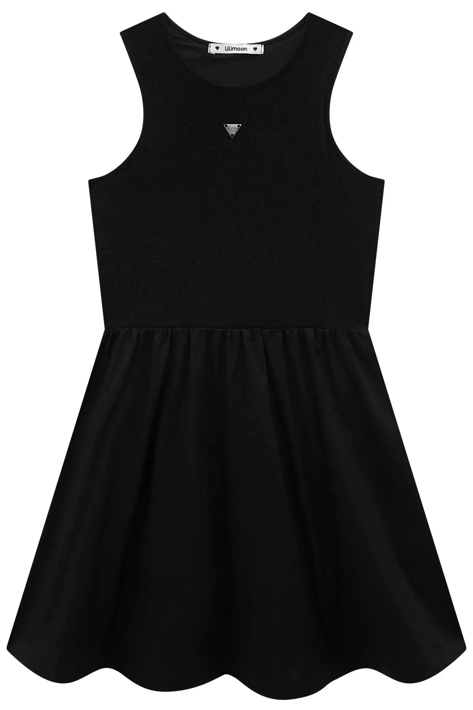 Vestido em Canelado Liz e Tricoline Mônaco com Elastano 94367 Lilimoon Teen Menina