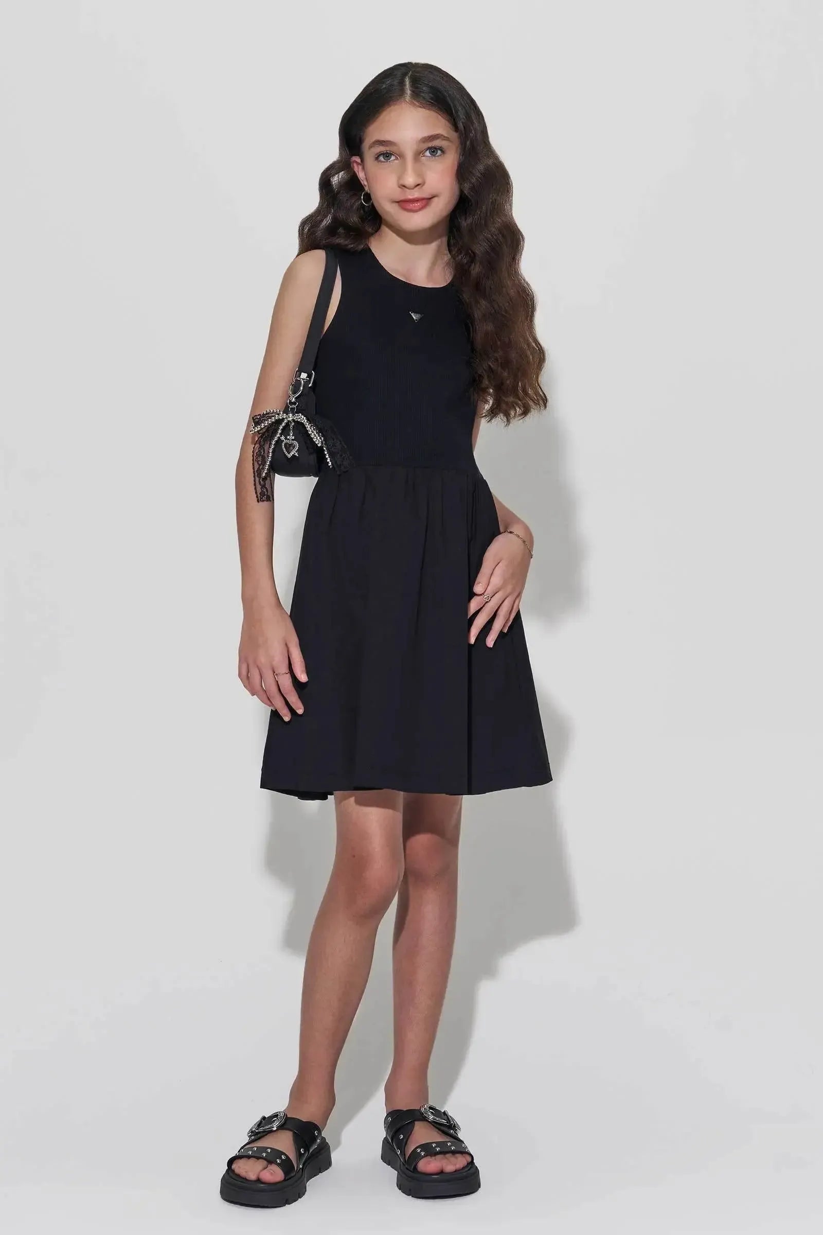 Vestido em Canelado Liz e Tricoline Mônaco com Elastano 94367 Lilimoon Teen Menina