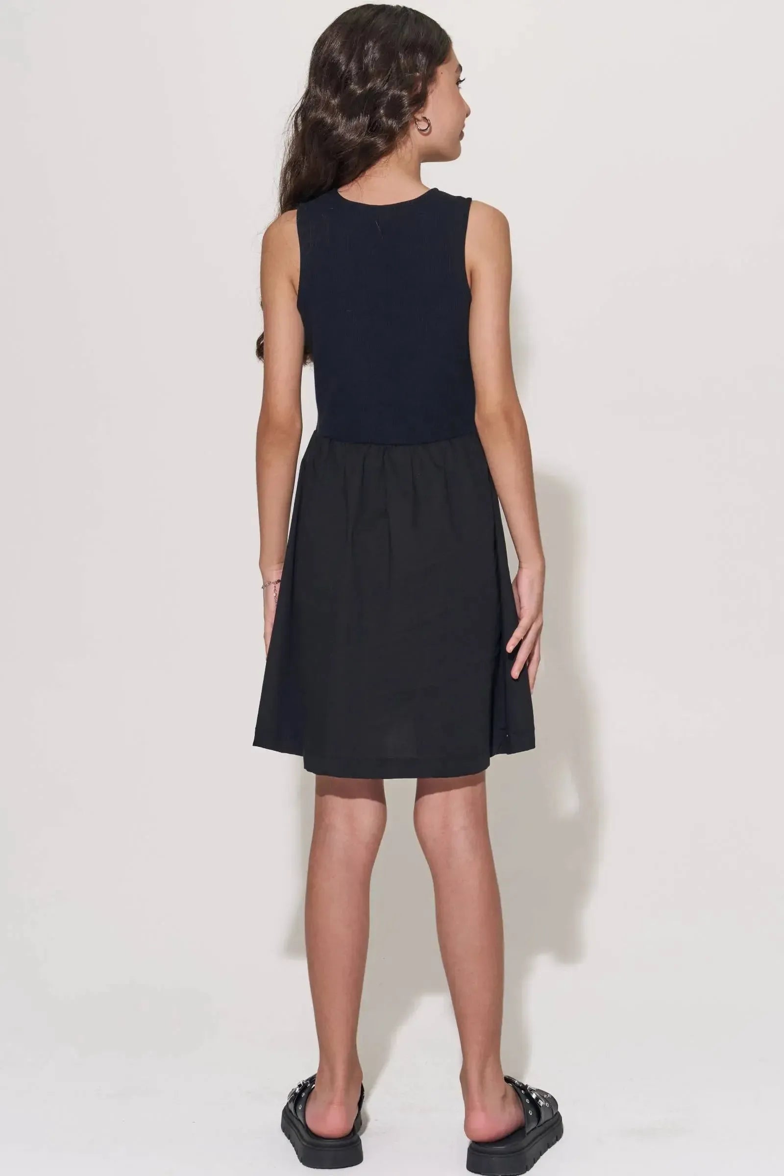 Vestido em Canelado Liz e Tricoline Mônaco com Elastano 94367 Lilimoon Teen Menina
