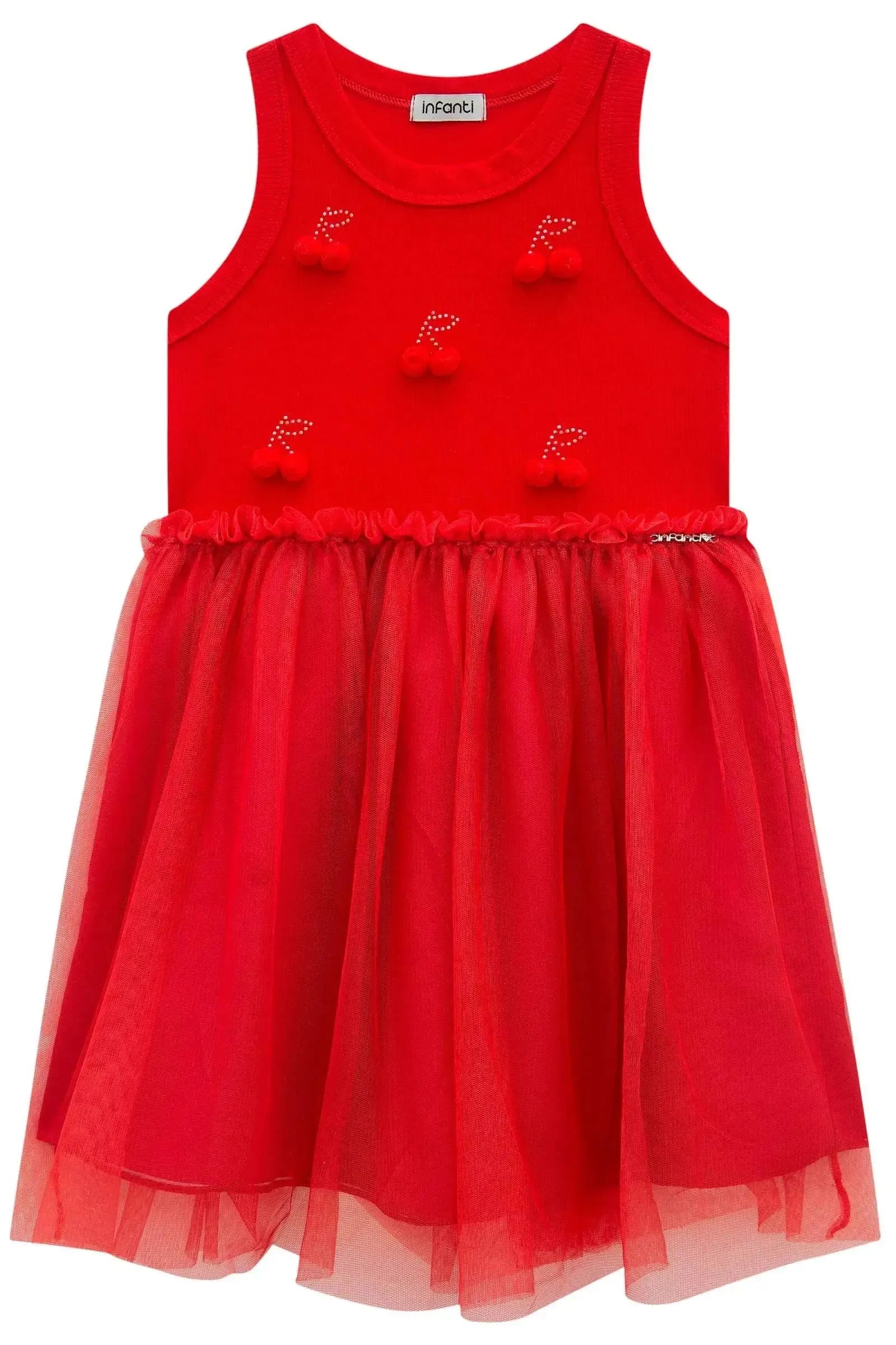 Vestido em Canelado Liz e Tule com Elastano 95747 Infanti Infantil Menina