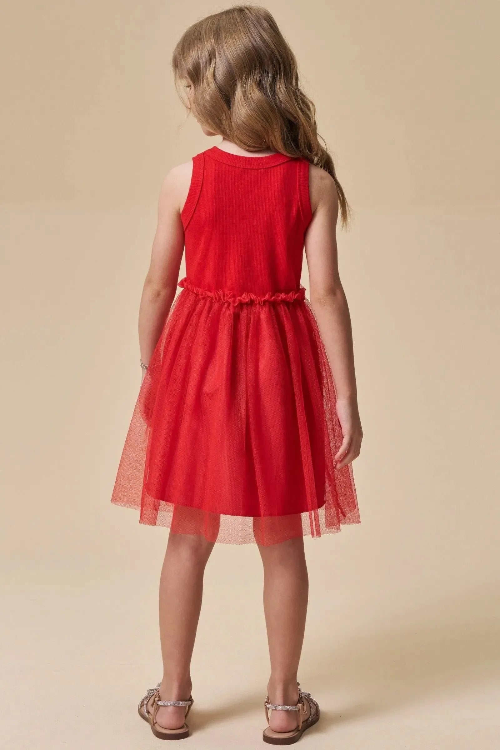 Vestido em Canelado Liz e Tule com Elastano 95747 Infanti Infantil Menina