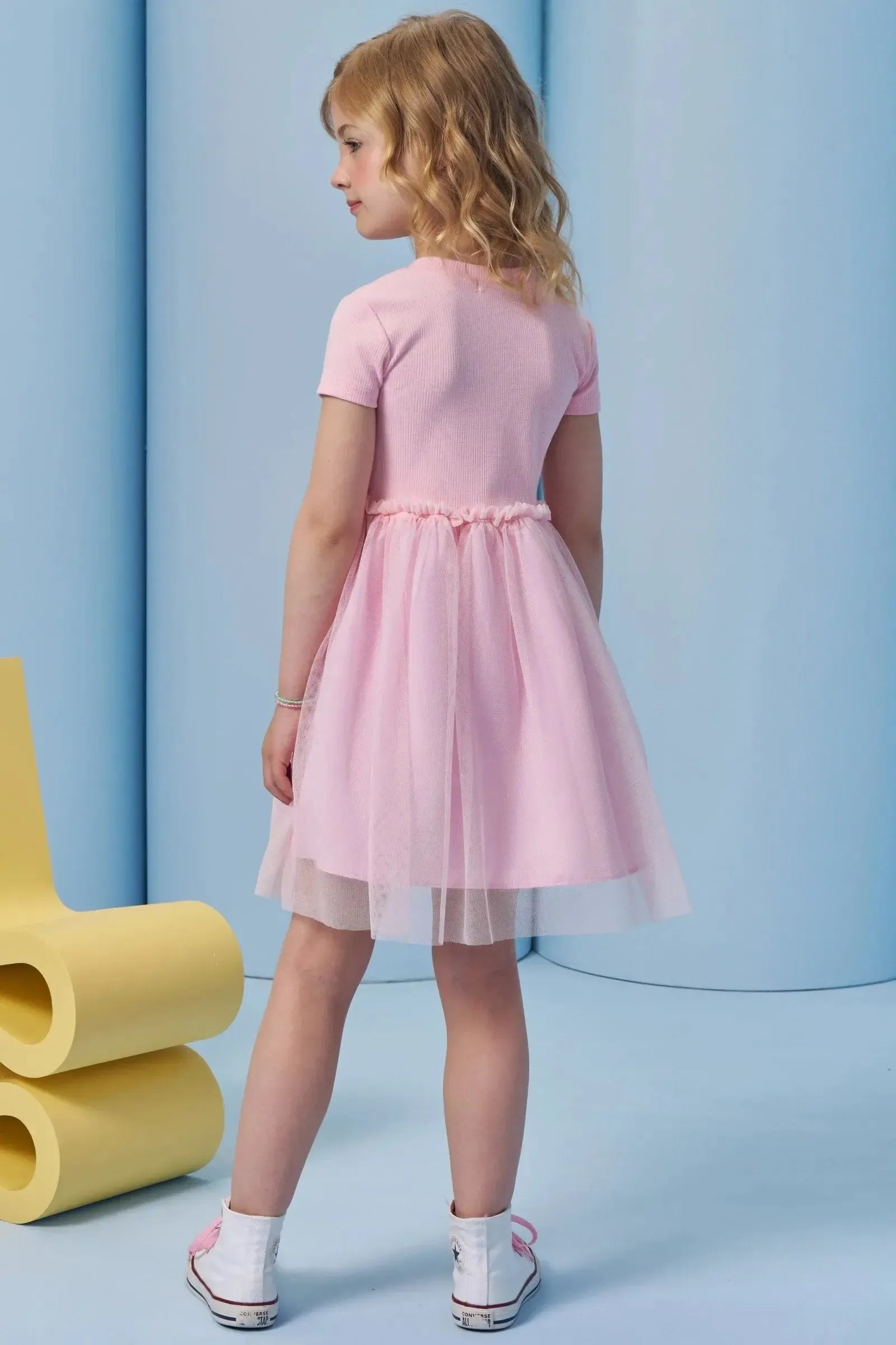 Vestido em Canelado Liz e Tule com Elastano 96661 Infanti Infantil Menina